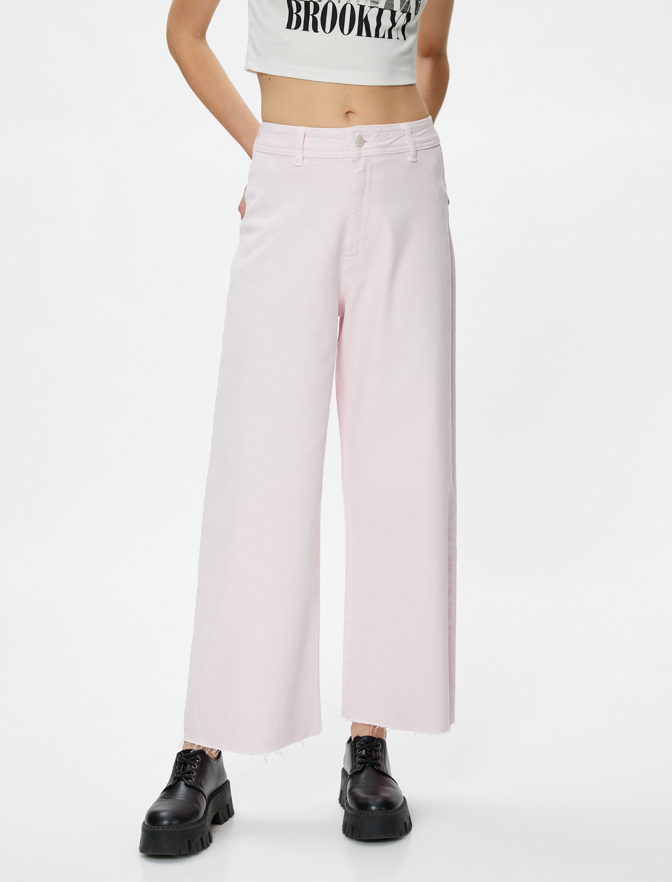   Geniş Kısa Paça Kot Pantolon Yüksek Bel - Sandra Jeans