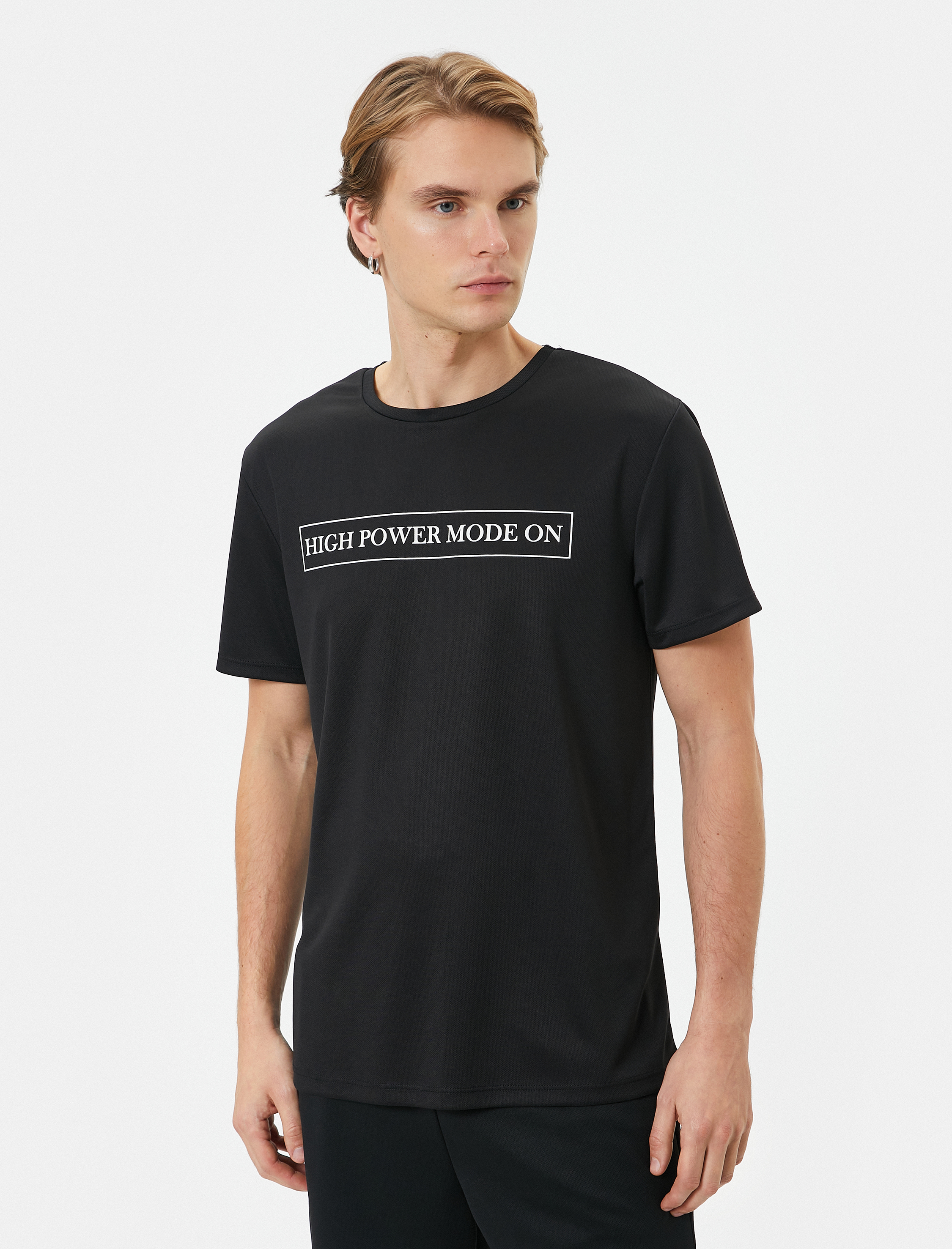   Spor Tişört Slogan Baskılı Bisiklet Yaka Kısa Kollu