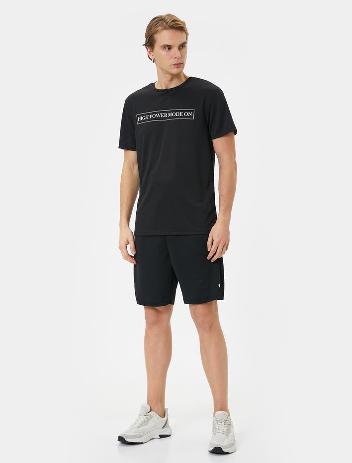  Spor Tişört Slogan Baskılı Bisiklet Yaka Kısa Kollu