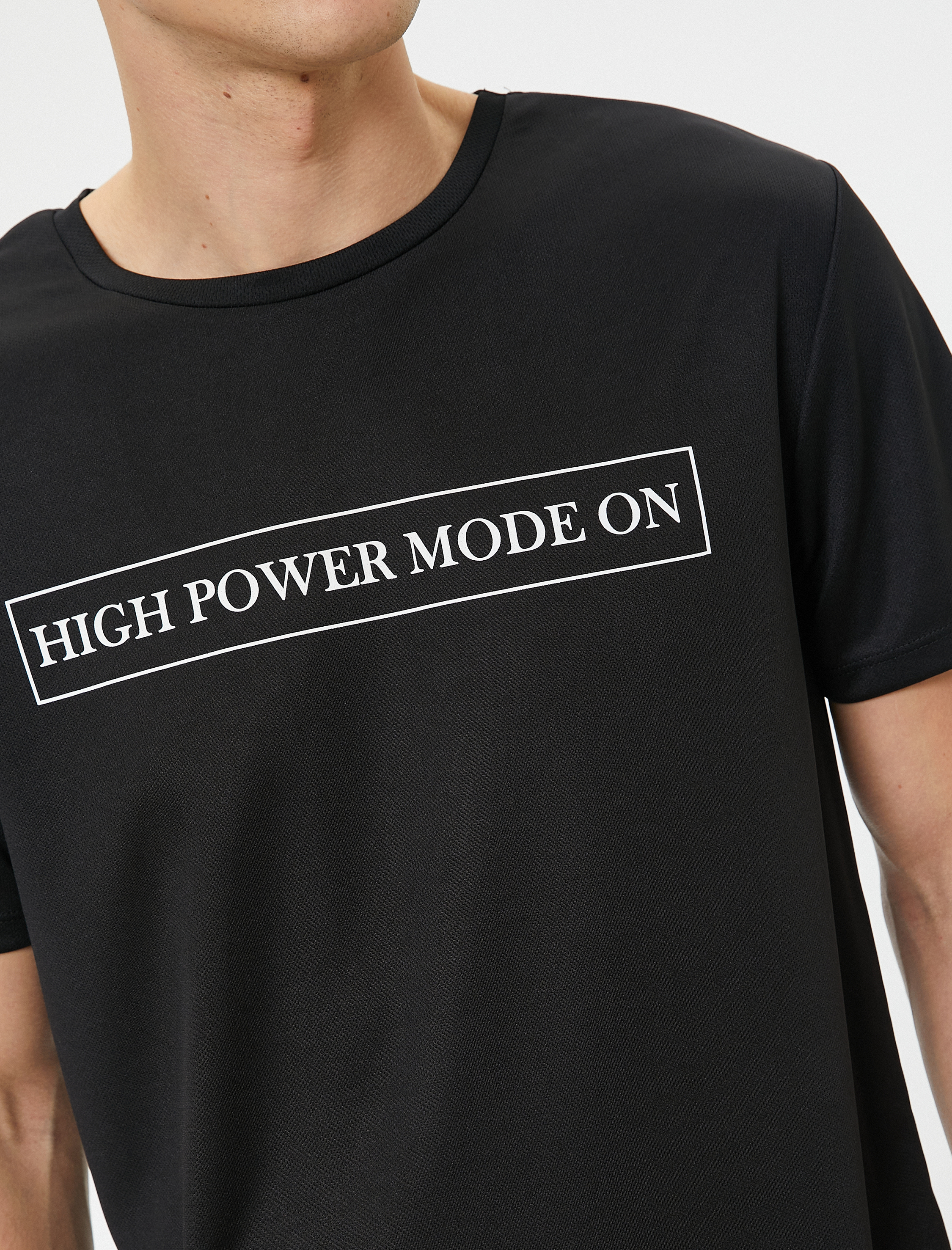   Spor Tişört Slogan Baskılı Bisiklet Yaka Kısa Kollu