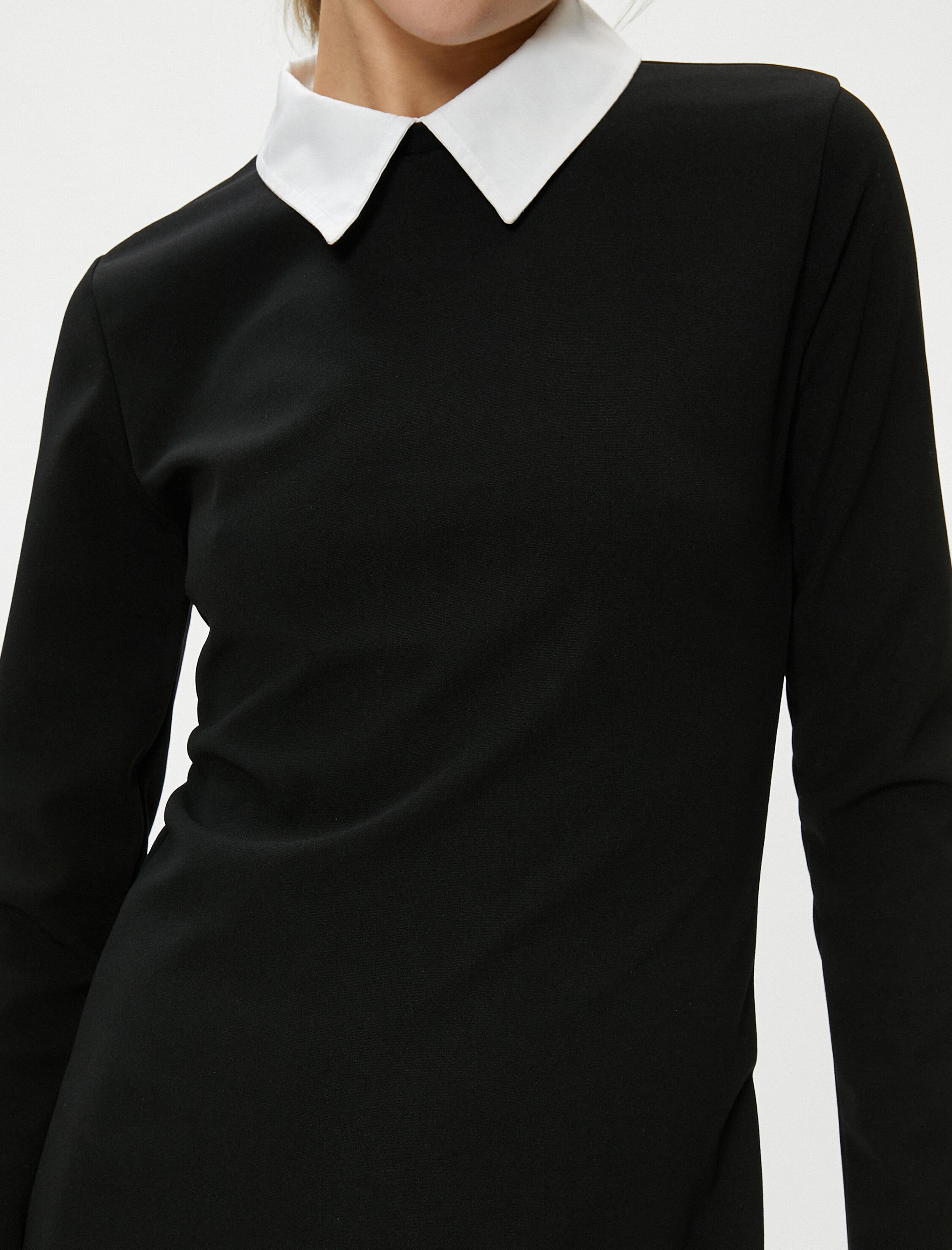   Mini Elbise Uzun Kollu Gömlek Yaka A Kesim