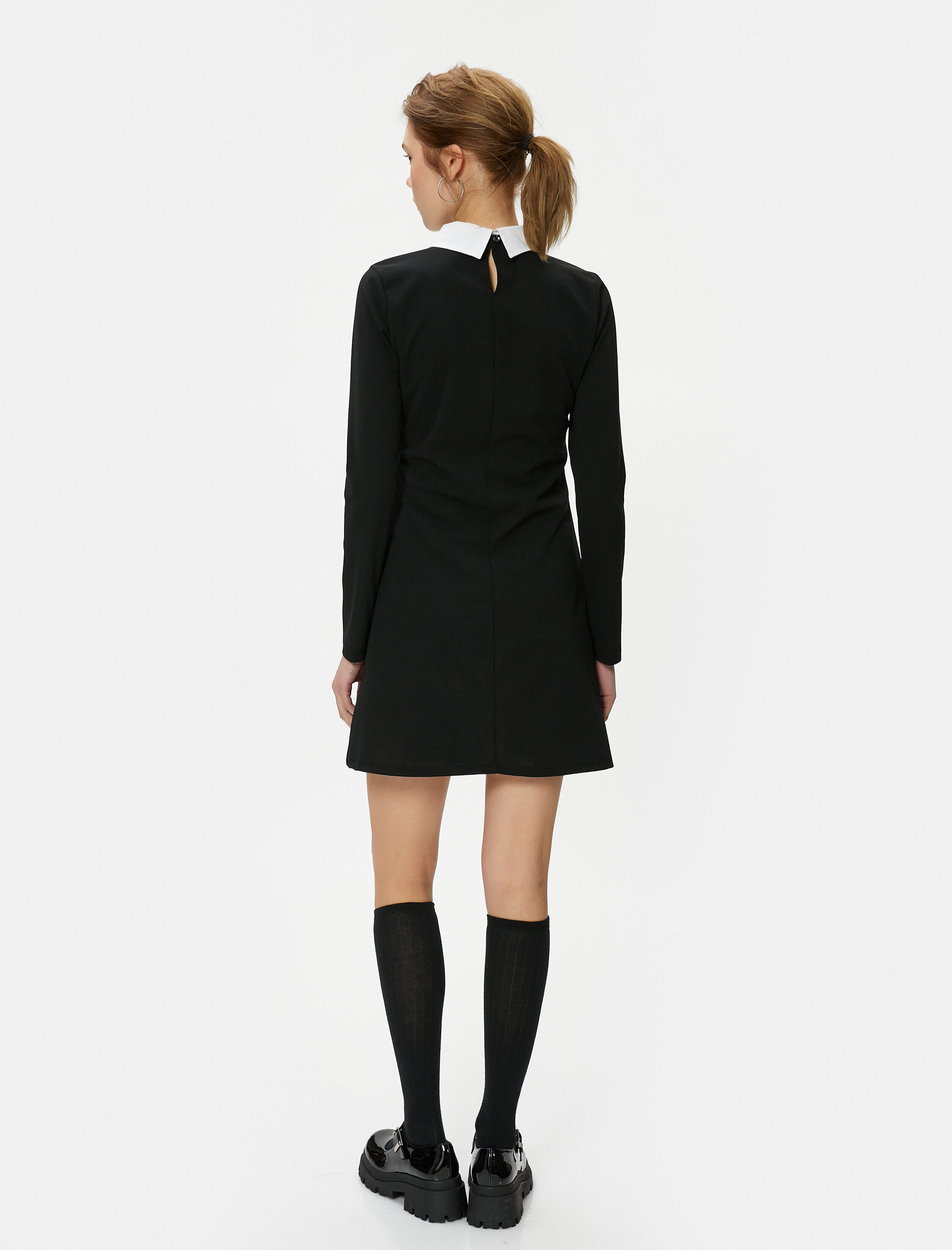   Mini Elbise Uzun Kollu Gömlek Yaka A Kesim