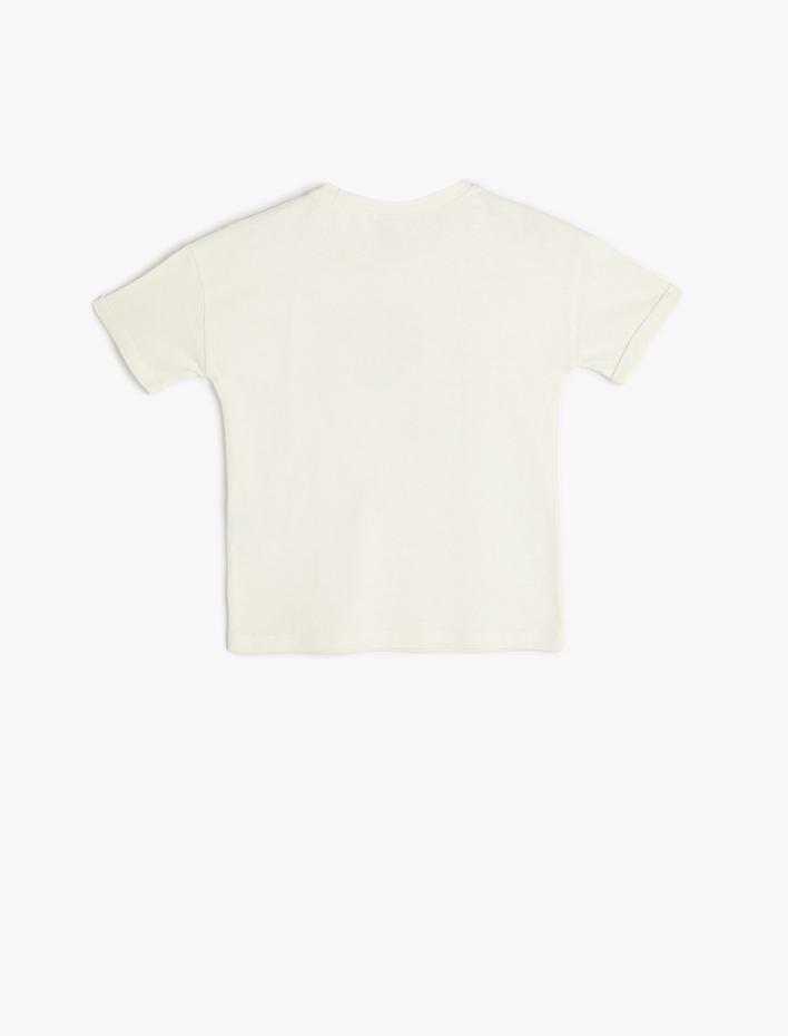 Erkek Bebek Tişört Aslan Baskılı Kısa Kollu Bisiklet Yaka Pamuklu