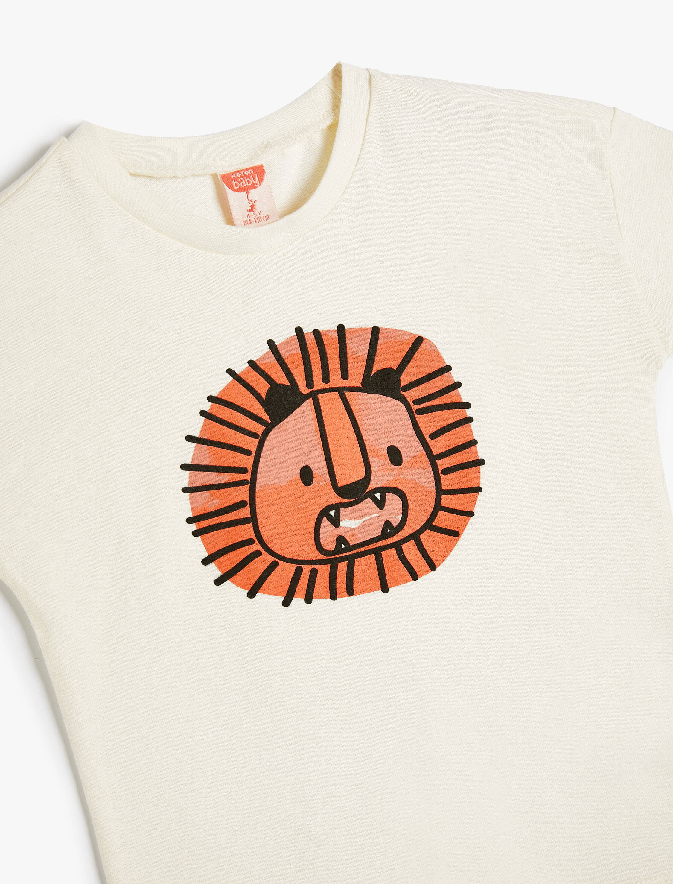  Erkek Bebek Tişört Aslan Baskılı Kısa Kollu Bisiklet Yaka Pamuklu