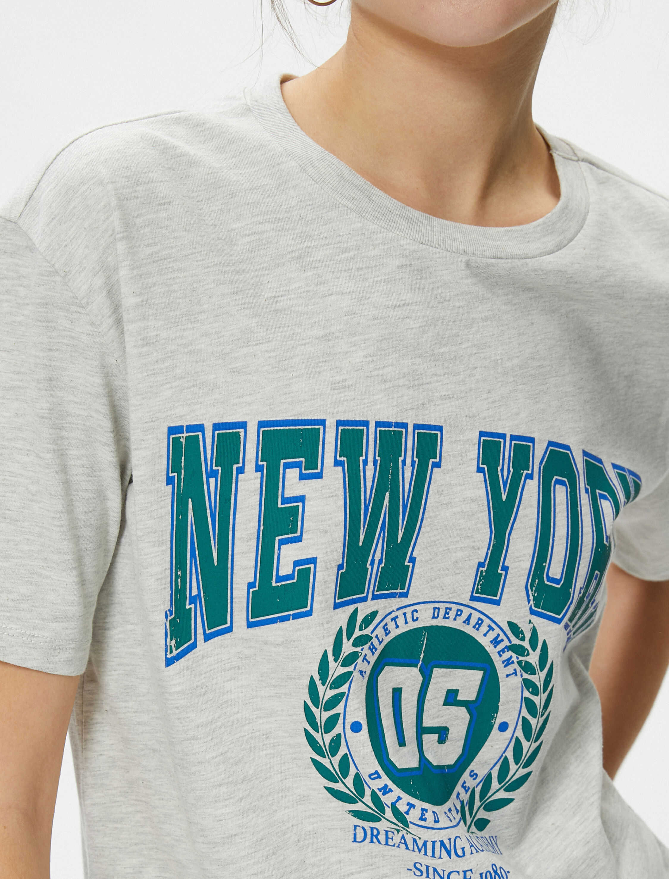   New York Tişört Baskılı Bisiklet Yaka Kısa Kollu