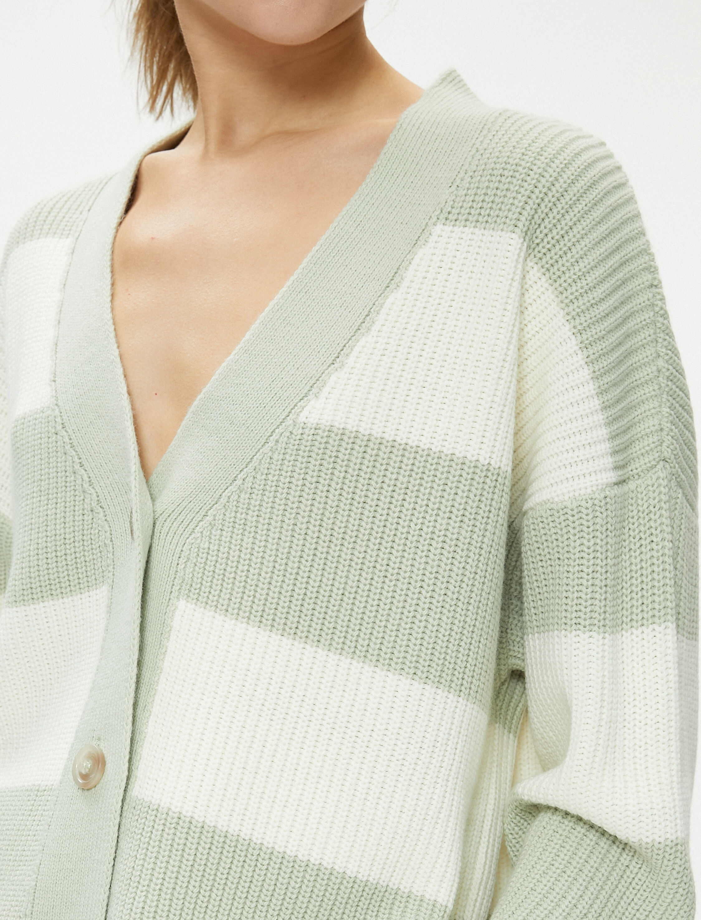   Oversize Triko Hırka Düğmeli V Yaka Uzun Kollu