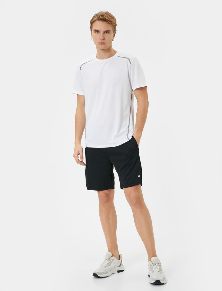  Spor Tişört Dikiş Detaylı Bisiklet Yaka Kısa Kollu