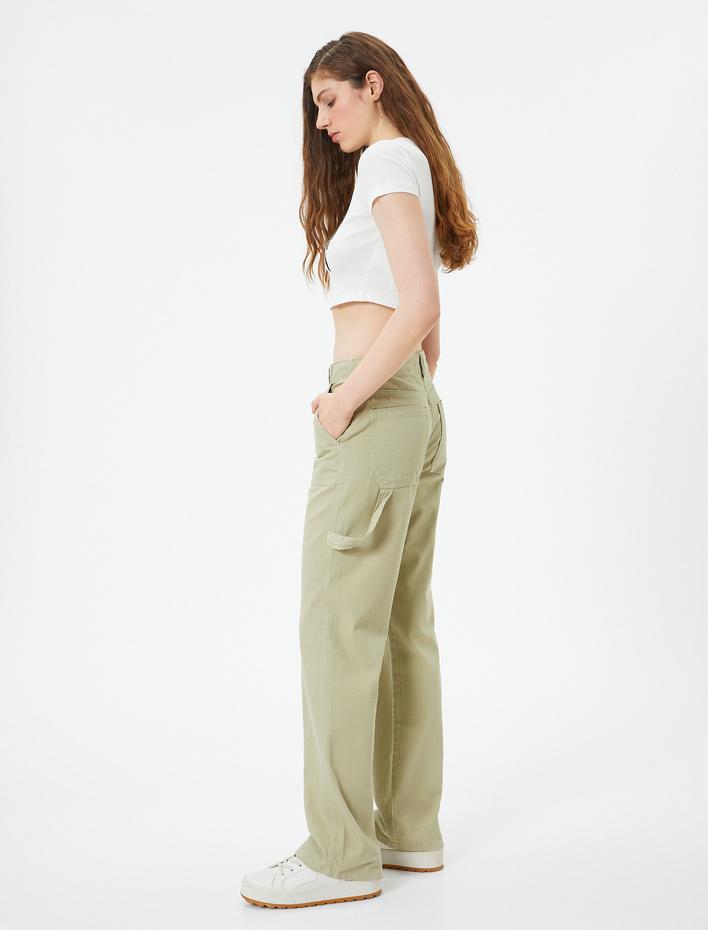  Bol Paça Pantolon Yüksek Bel Cep Detaylı