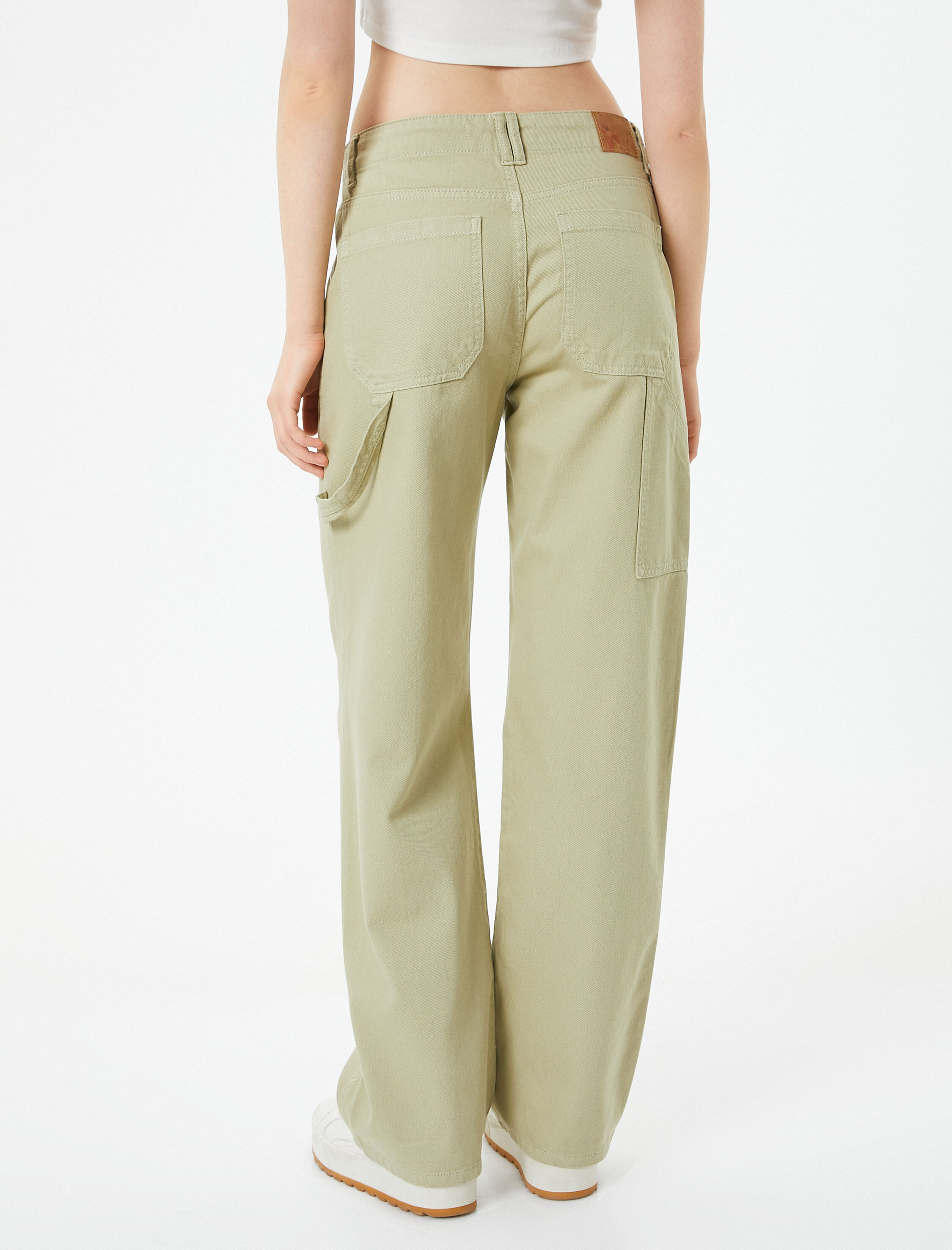   Bol Paça Pantolon Yüksek Bel Cep Detaylı