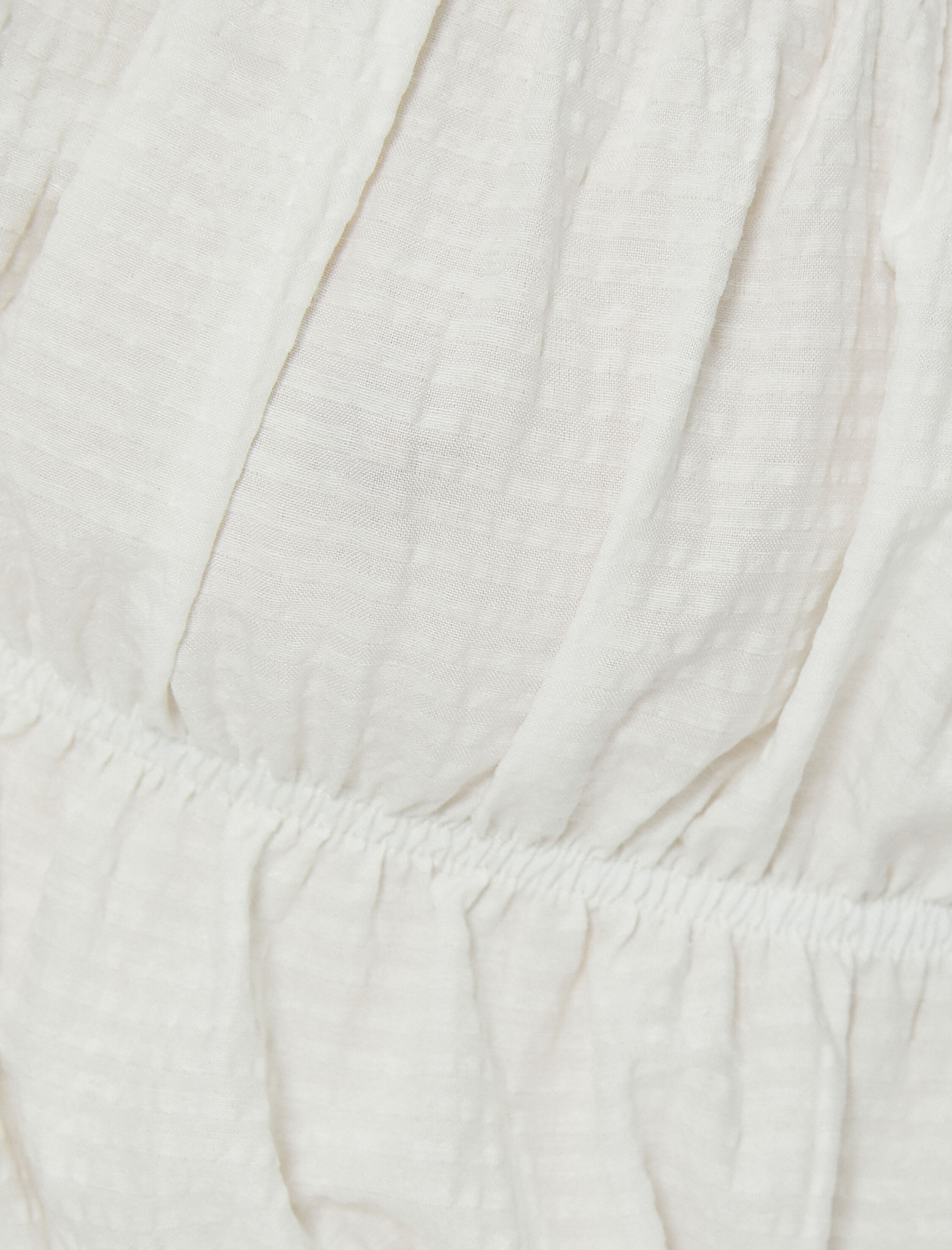   Omzu Açık Bluz Crop Balon Kollu Fırfırlı