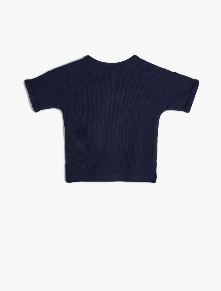 Erkek Bebek Basic Tişört Ribanalı Kısa Kollu Bisiklet Yaka Pamuklu