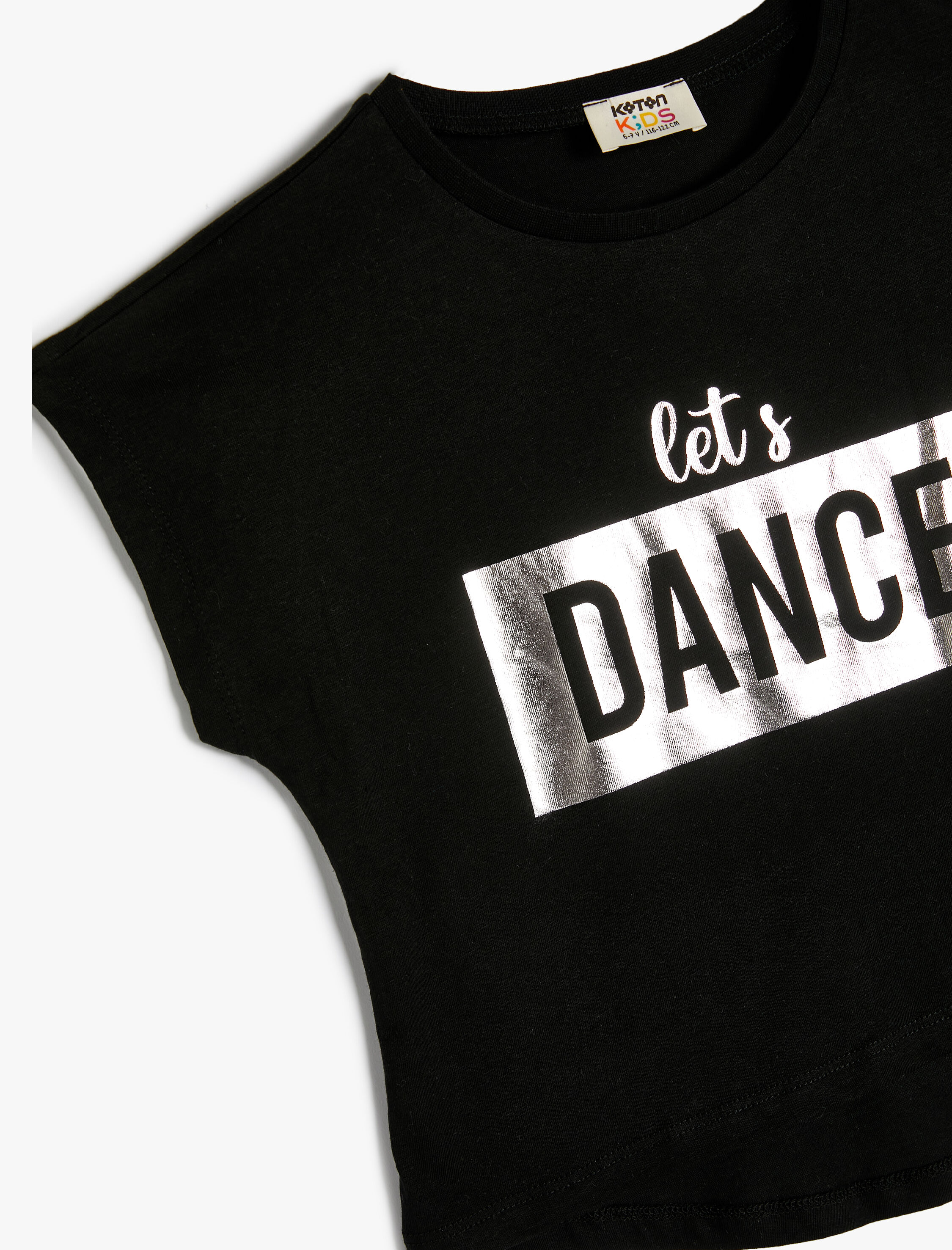  Kız Çocuk Tişört Dans Temalı Kısa Kollu Bisiklet Yaka Pamuklu