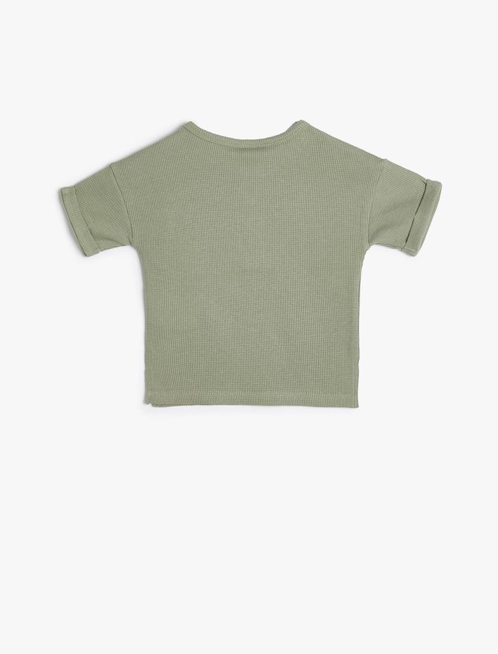 Erkek Bebek Basic Tişört Ribanalı Kısa Kollu Bisiklet Yaka Pamuklu