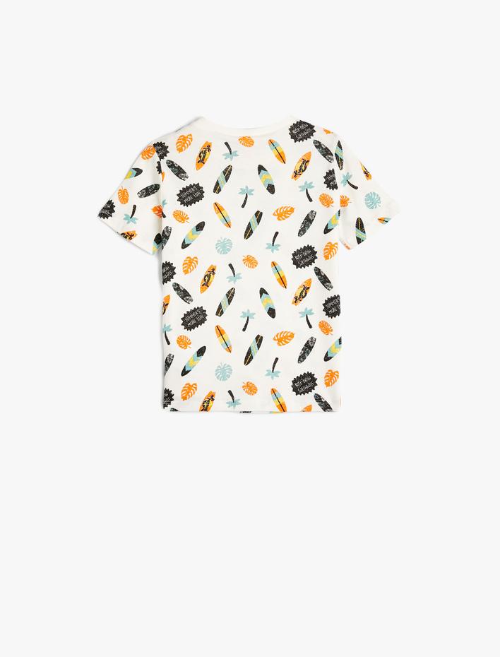 Erkek Bebek Tişört Kısa Kollu Bisiklet Yaka Sörf Baskılı Pamuklu