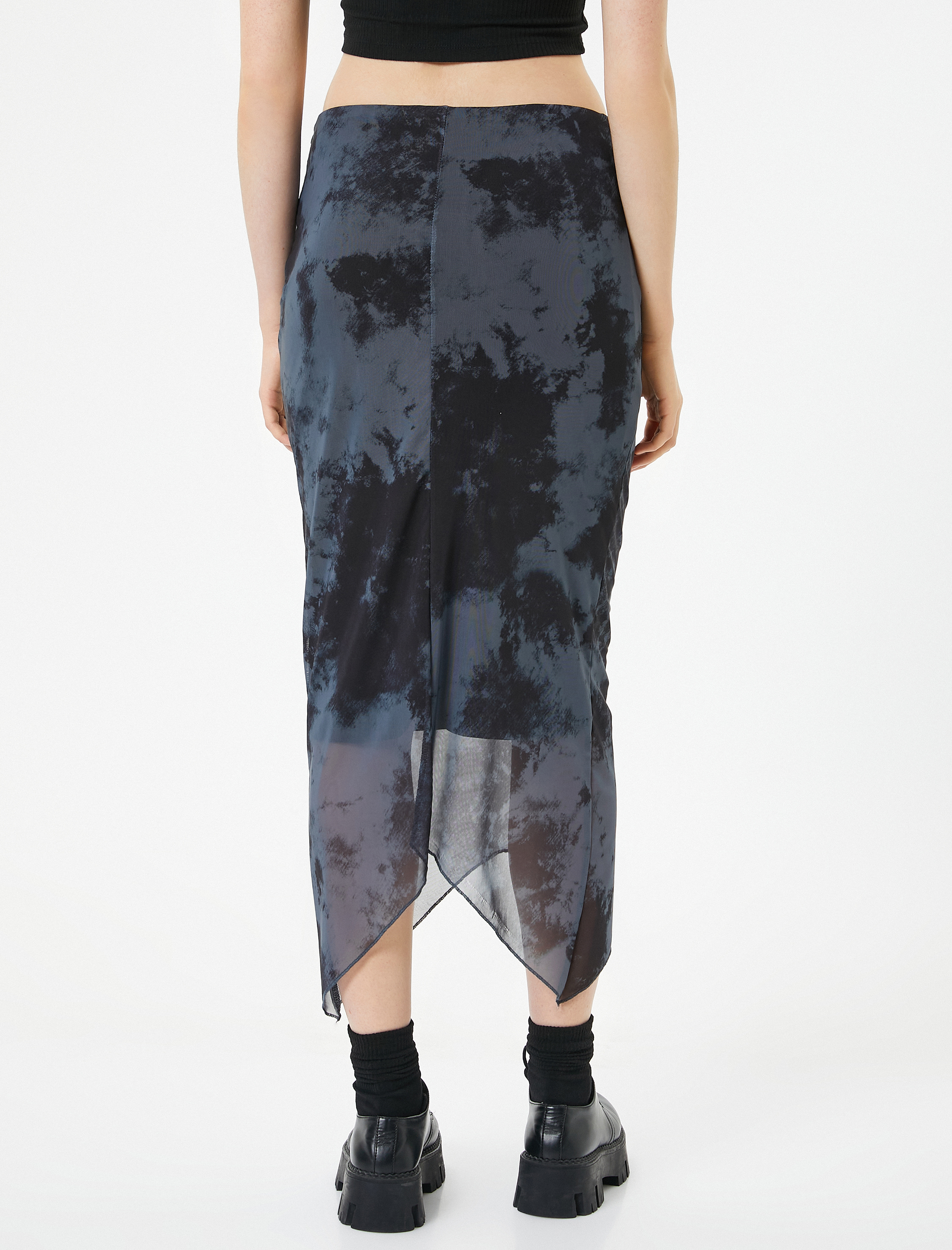   Batik Desenli Transparan Uzun Etek