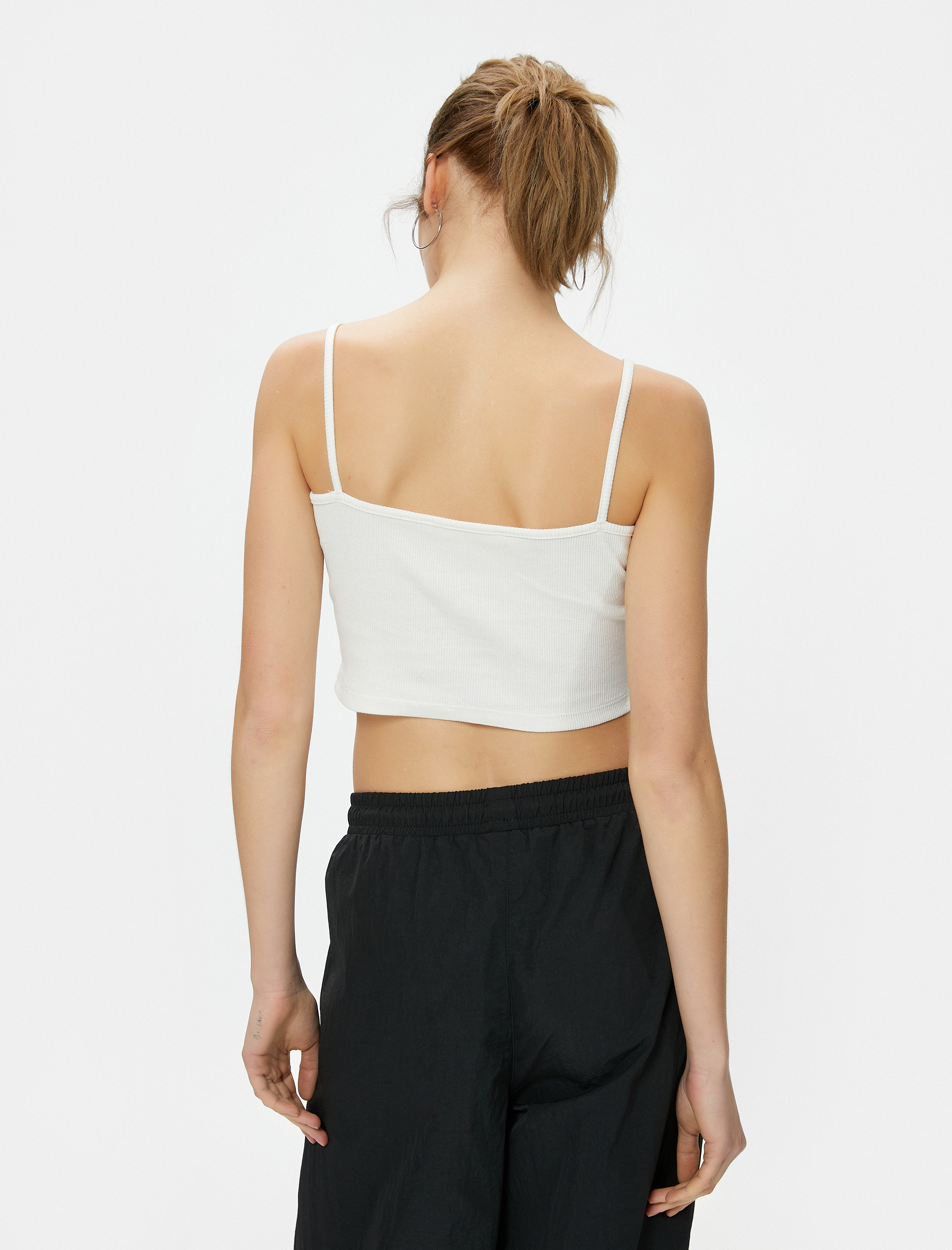   Basic Crop Atlet İnce Askılı Ribanalı Pamuklu