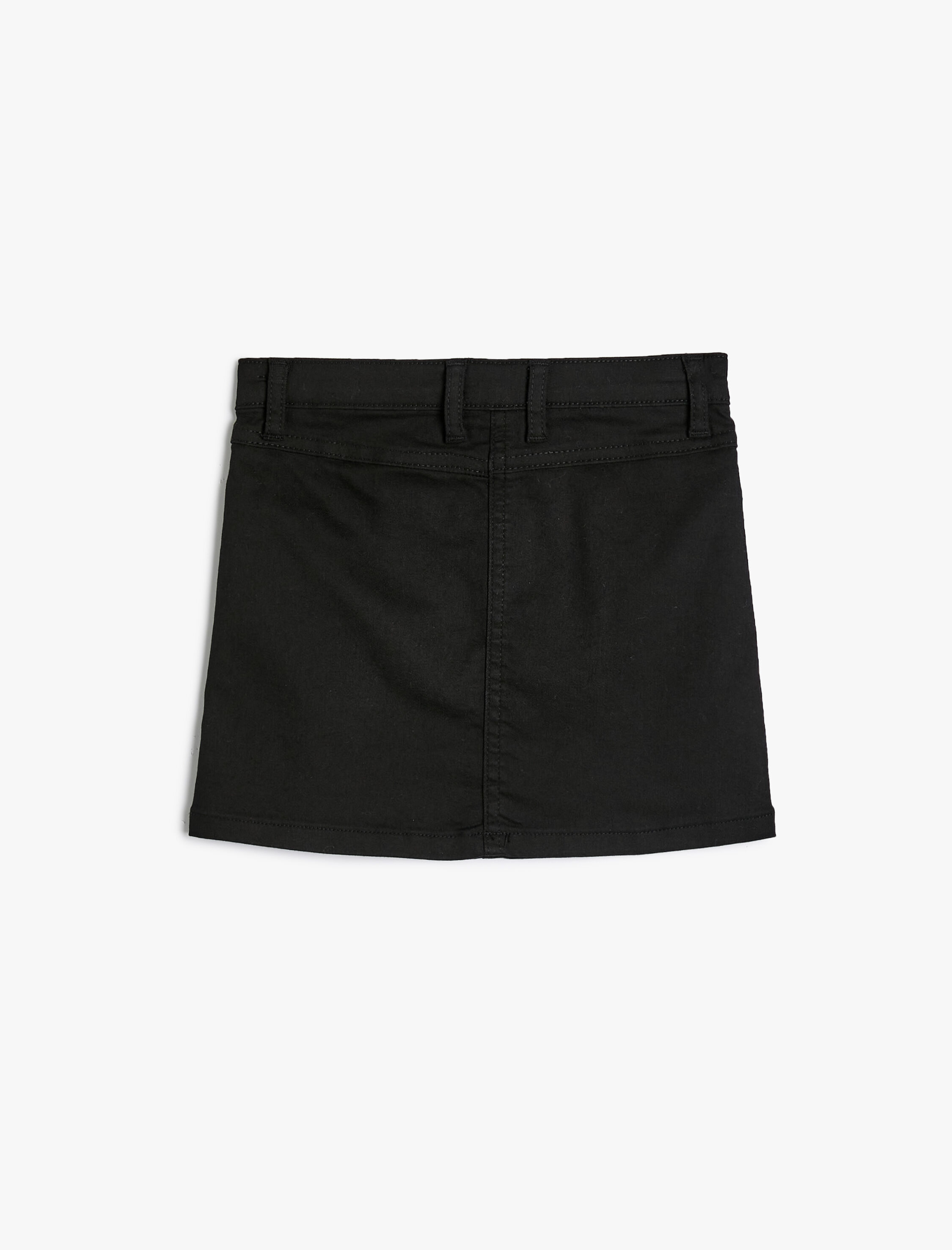  Kız Çocuk Mini Etek Cepli Düğmeli Pamuklu