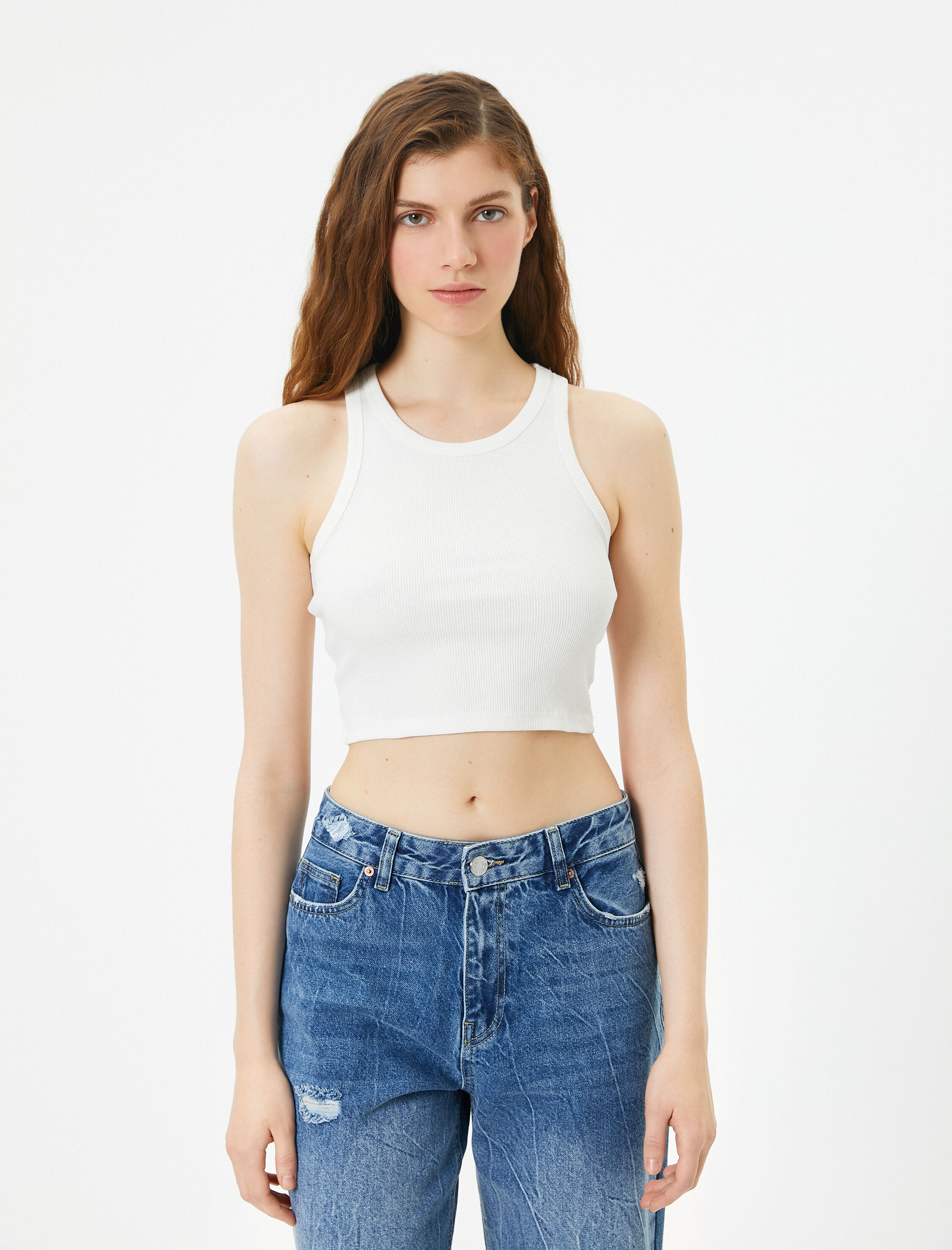   Halter Yaka Atlet Askılı Ribanalı Pamuklu