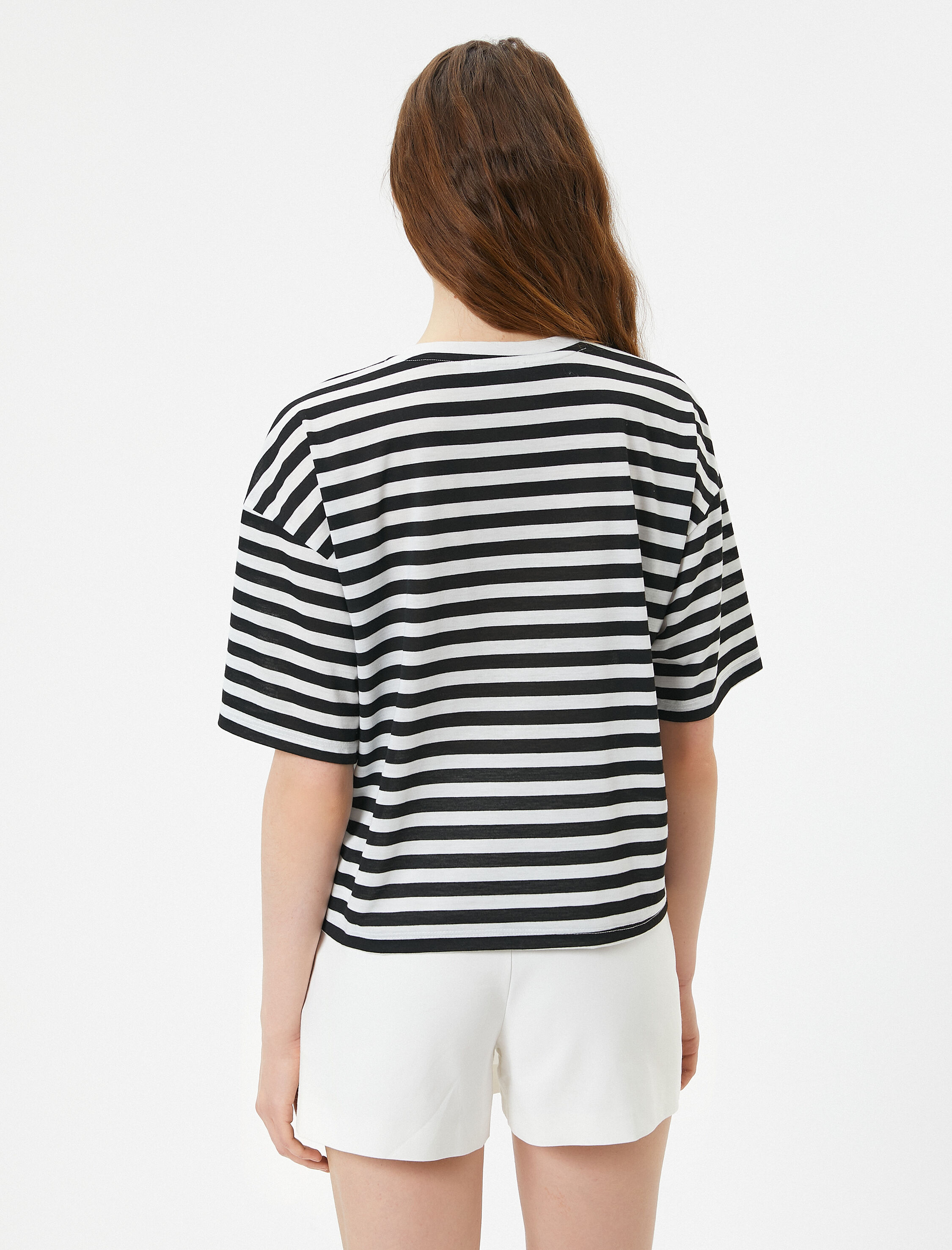   Tişört Bisiklet Yaka Kısa Kollu Viskoz Karışımlı