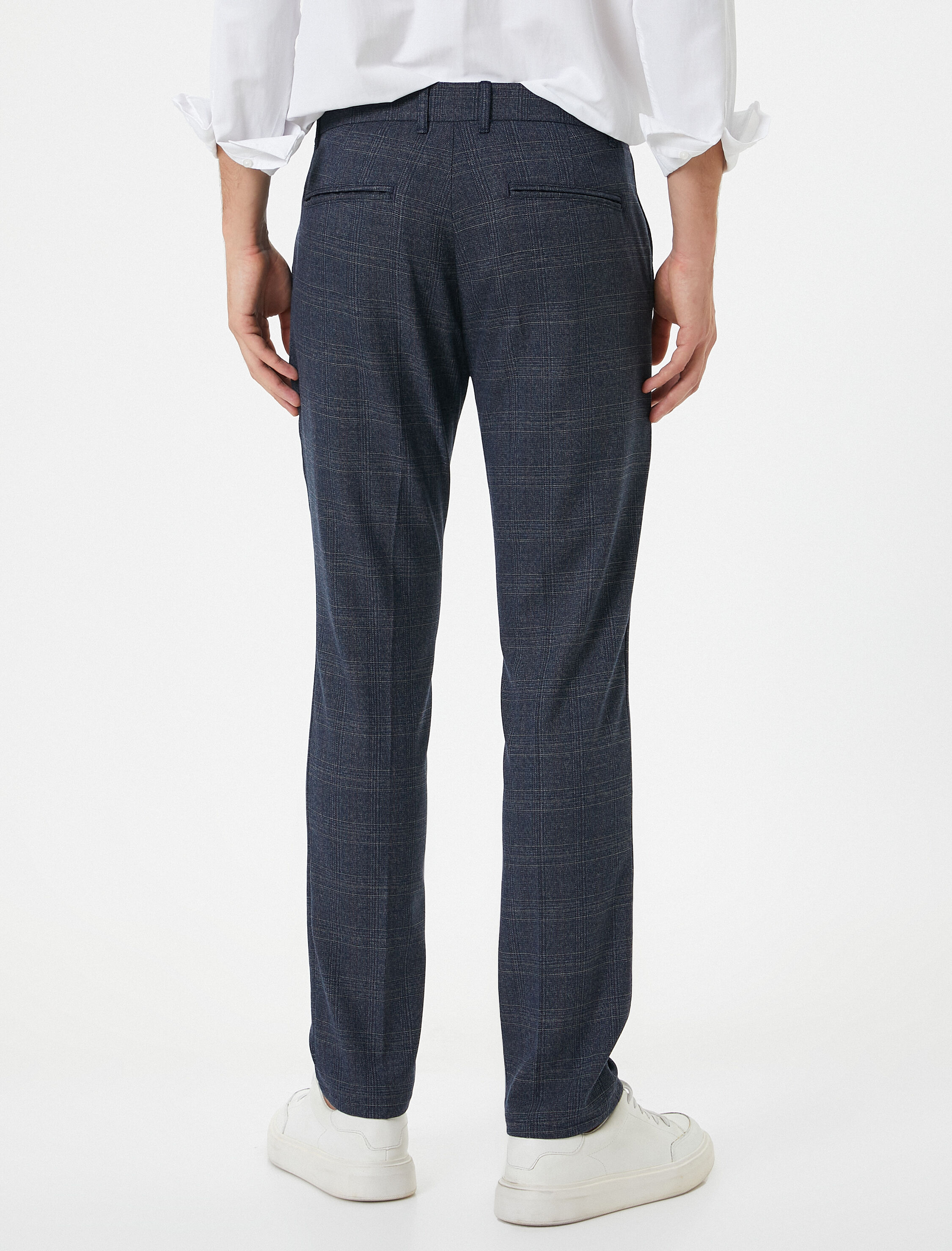   Kumaş Pantolon Desenli Slim Fit Düğmeli Cep Detaylı