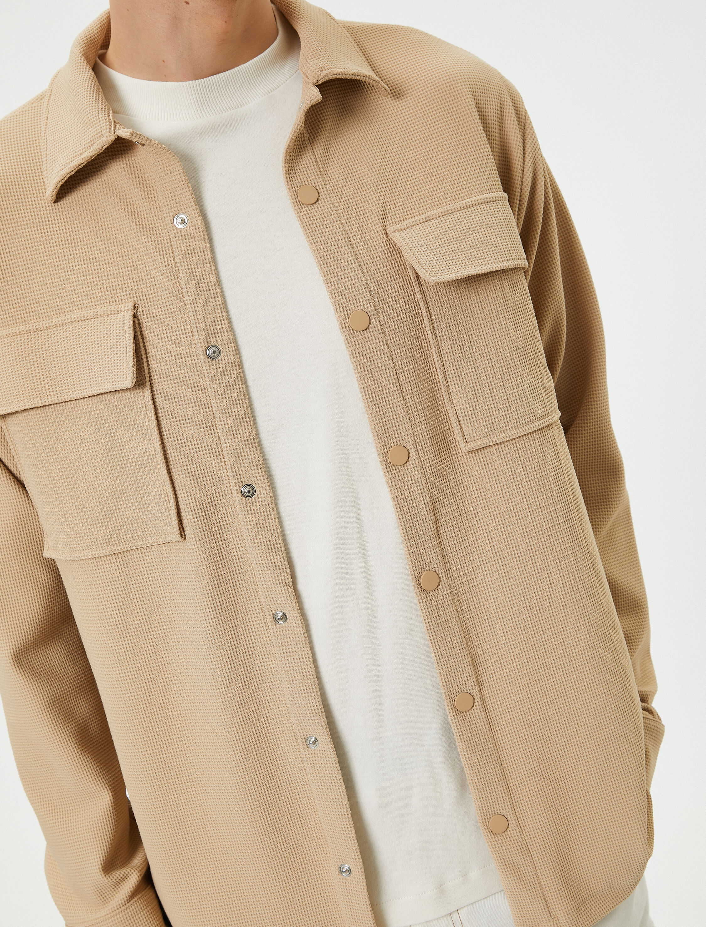   Spor Gömlek Cep Detaylı Klasik Yaka Çıtçıt Düğmeli Dokulu Regular Fit