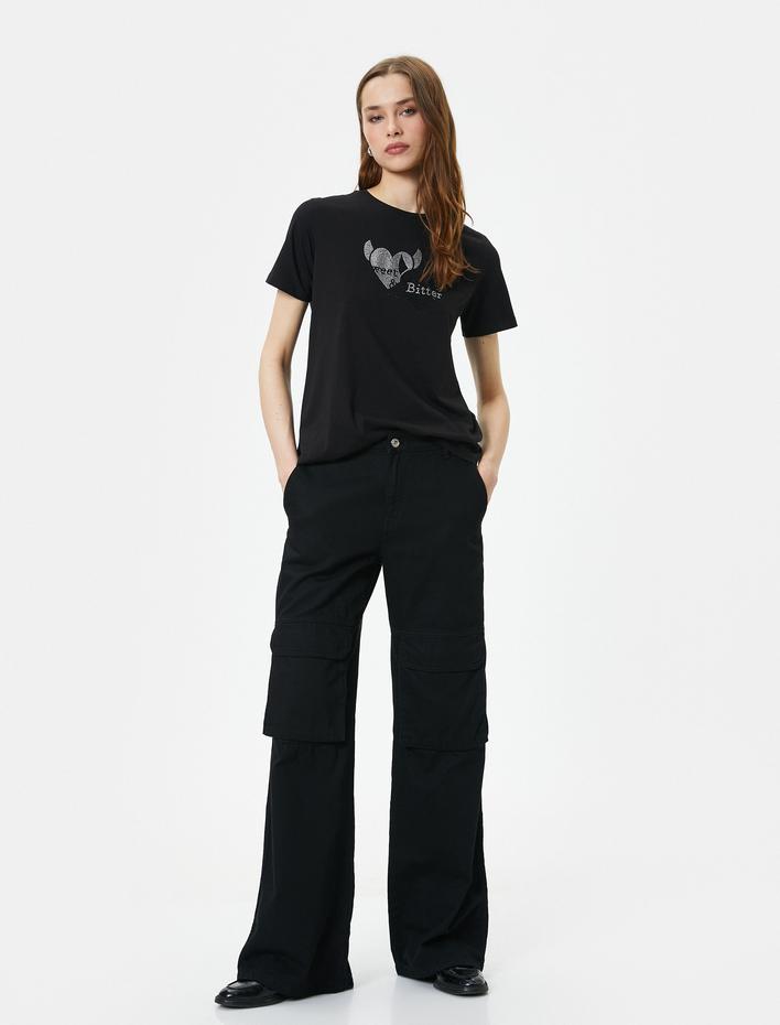  Kısa Kollu Tişört Baskılı Bisiklet Yaka Pamuklu