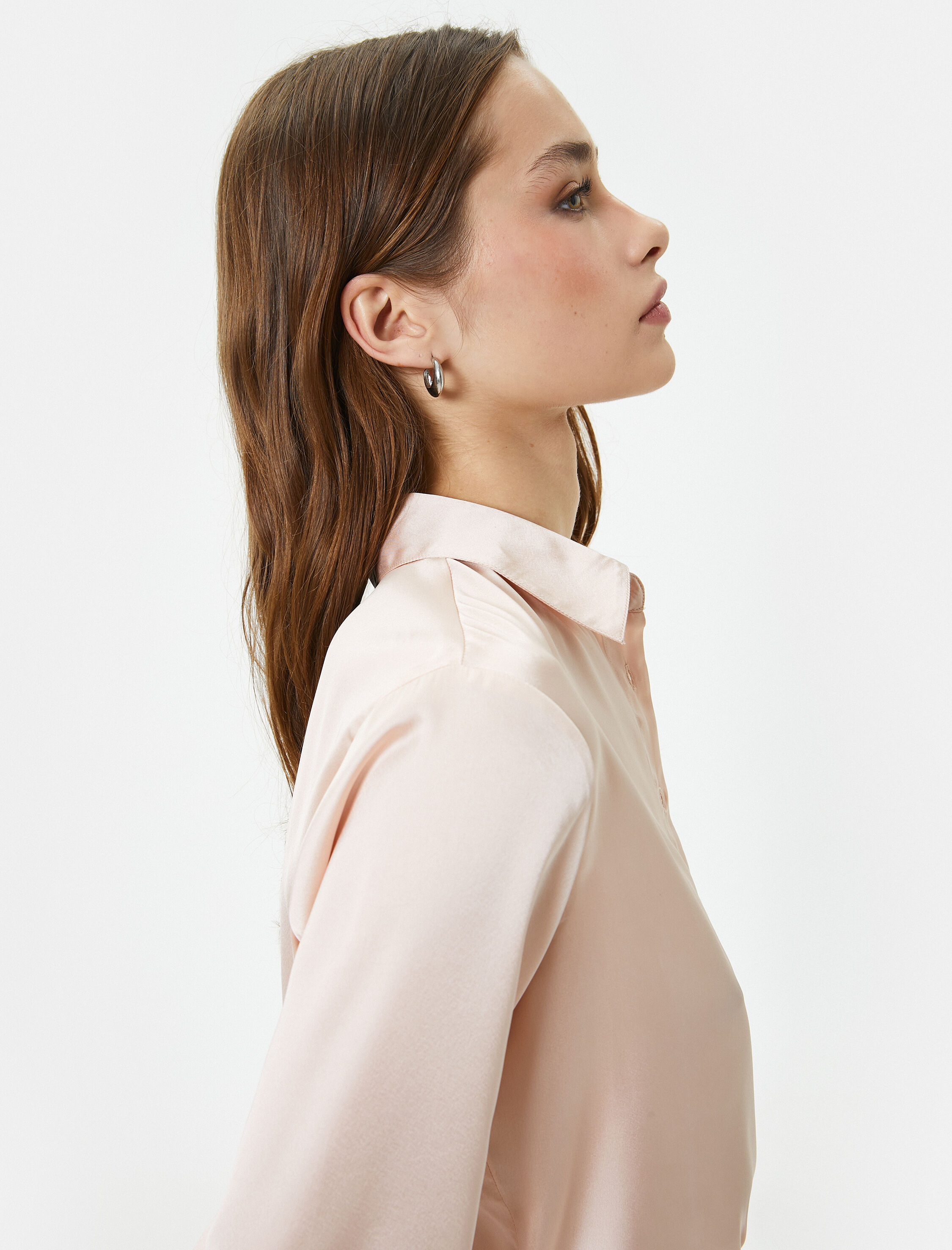   Saten Gömlek Uzun Kollu Düğmeli