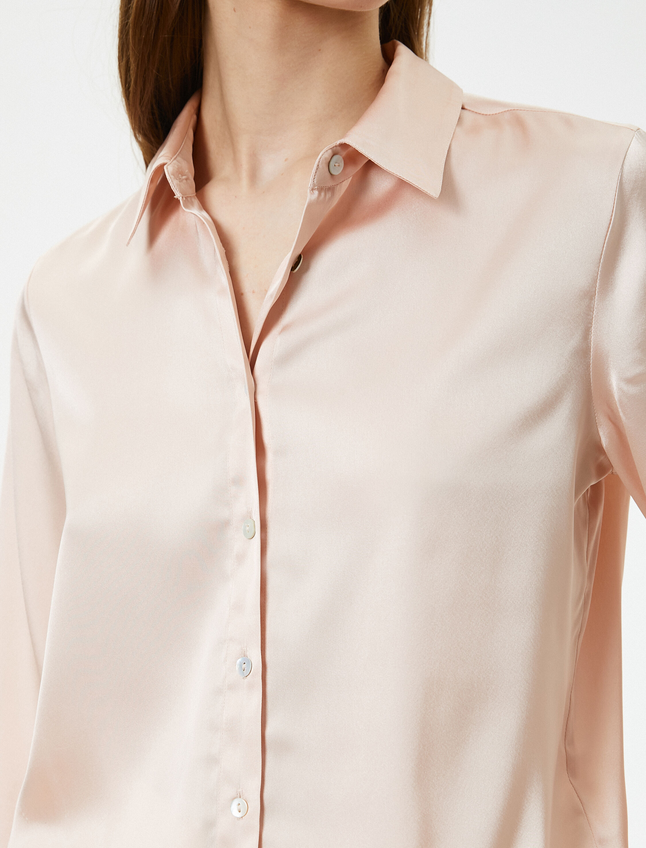   Saten Gömlek Uzun Kollu Düğmeli