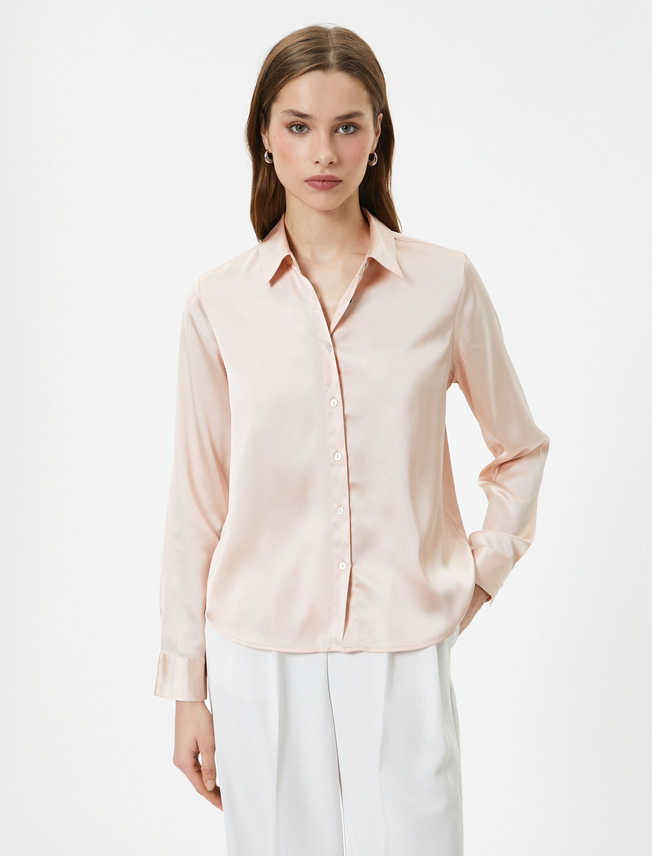   Saten Gömlek Uzun Kollu Düğmeli