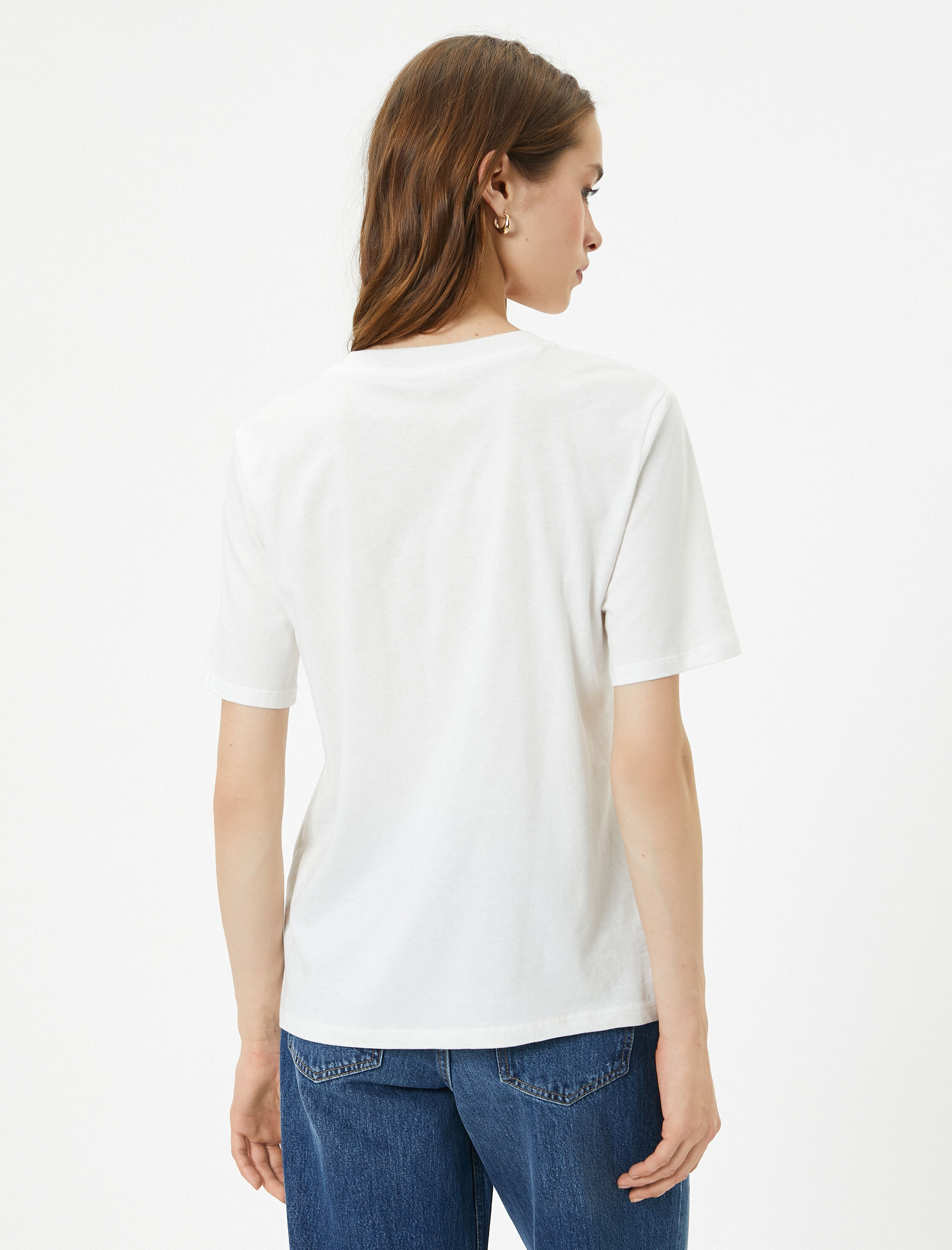   Baskılı Tişört Bisiklet Yaka Kısa Kollu