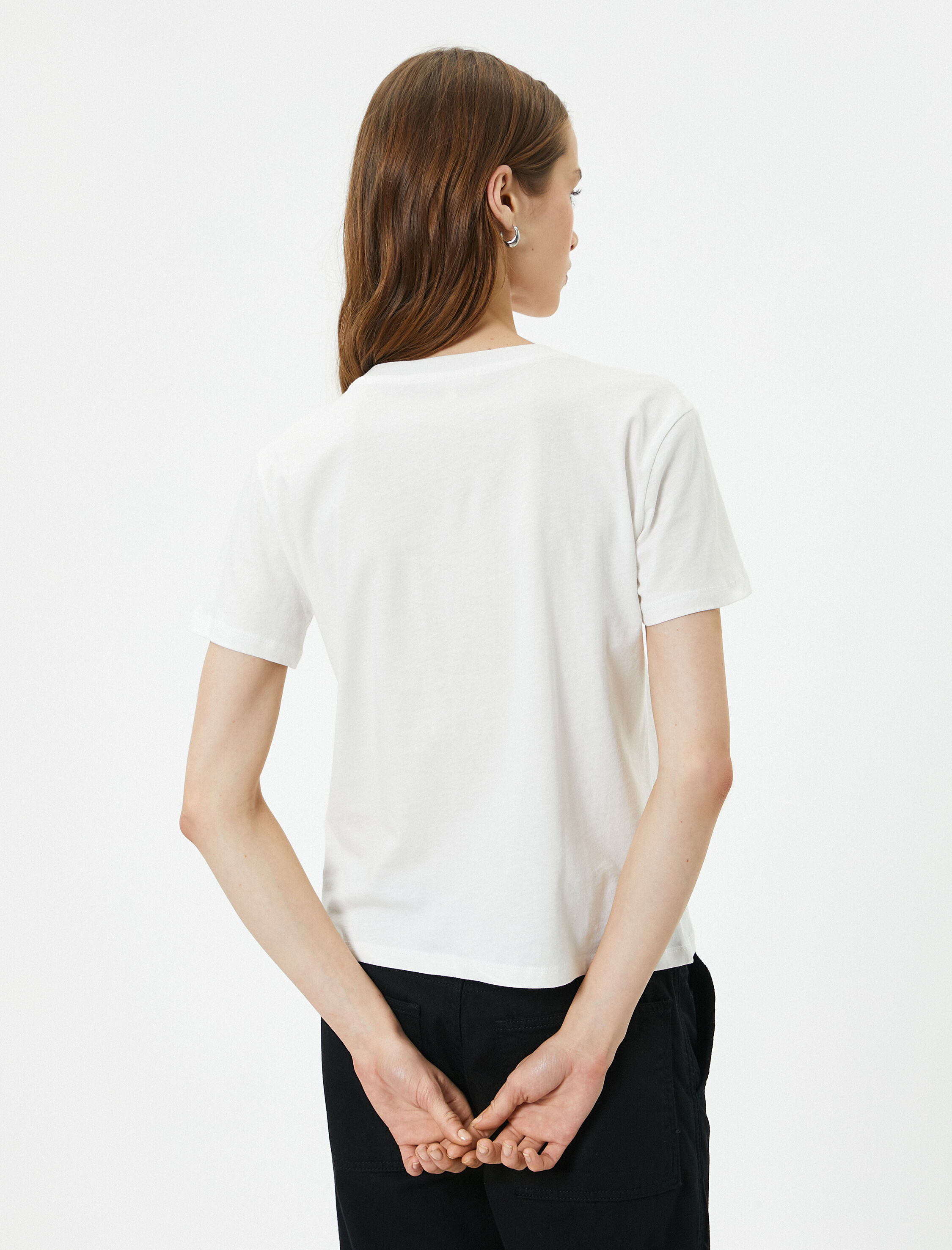   Baskılı Tişört Bisiklet Yaka Kısa Kollu