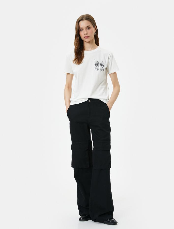  Baskılı Tişört Bisiklet Yaka Kısa Kollu