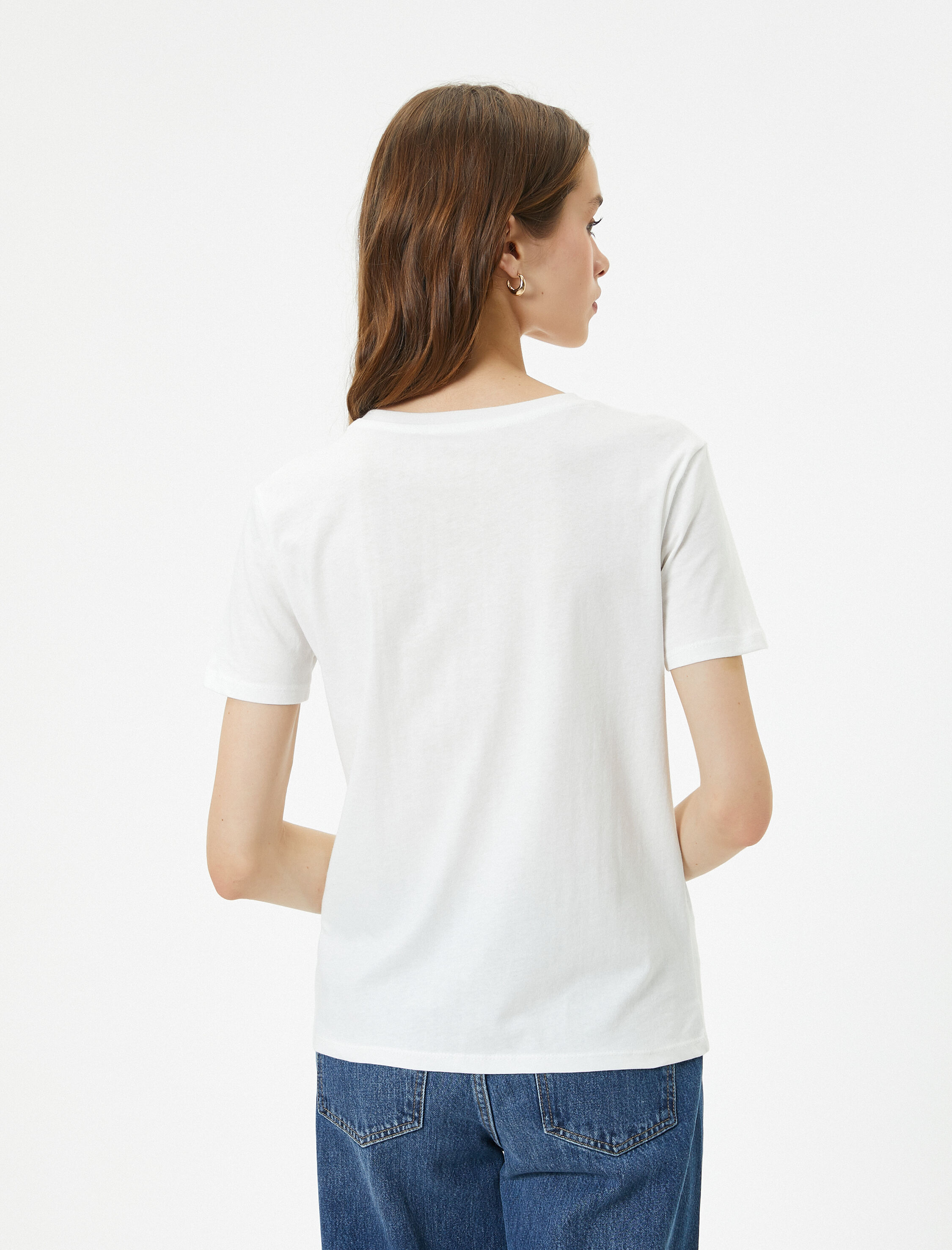   Baskılı Tişört Bisiklet Yaka Kısa Kollu