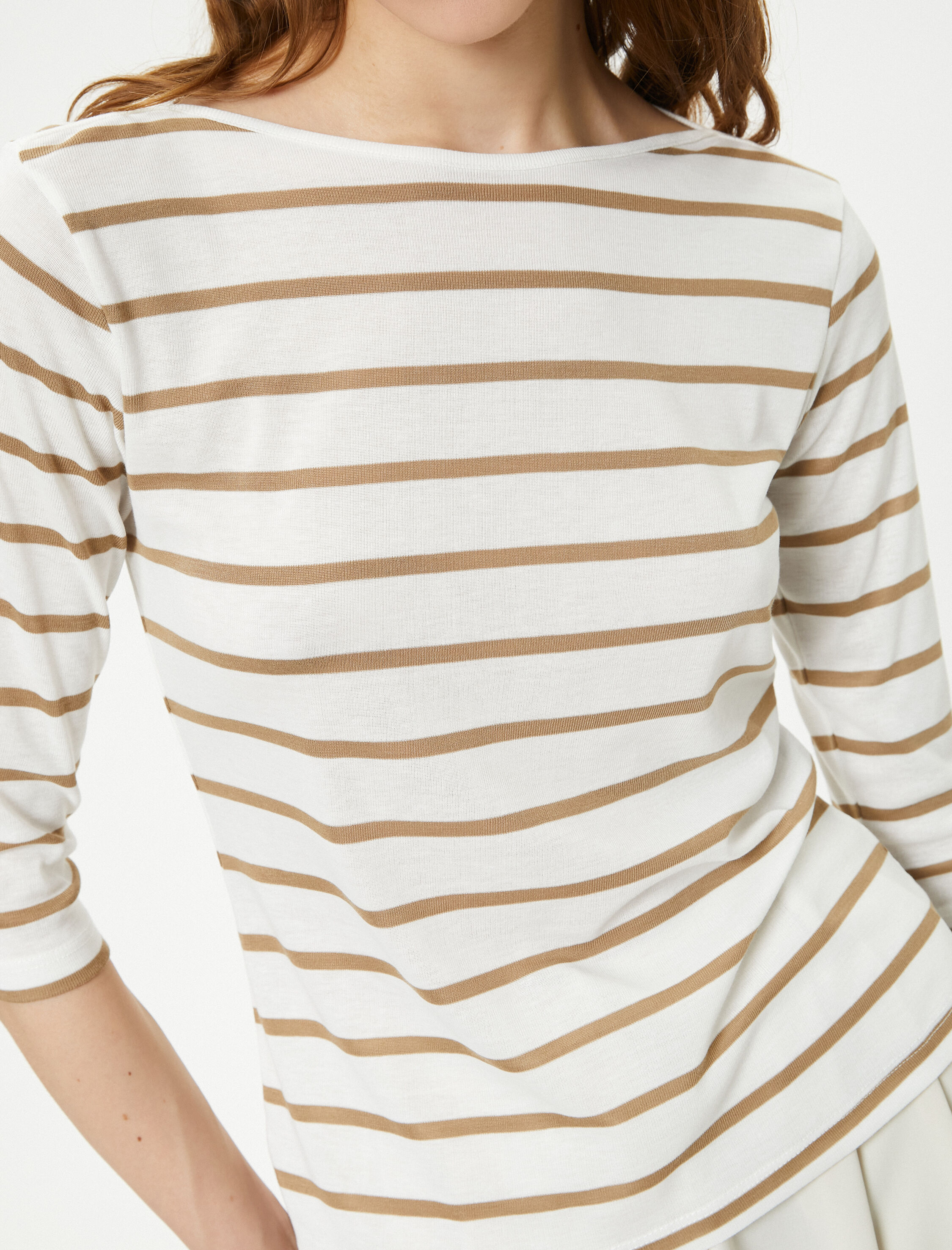   Kayık Yaka Tişört Yarım Kollu Standart Kesim