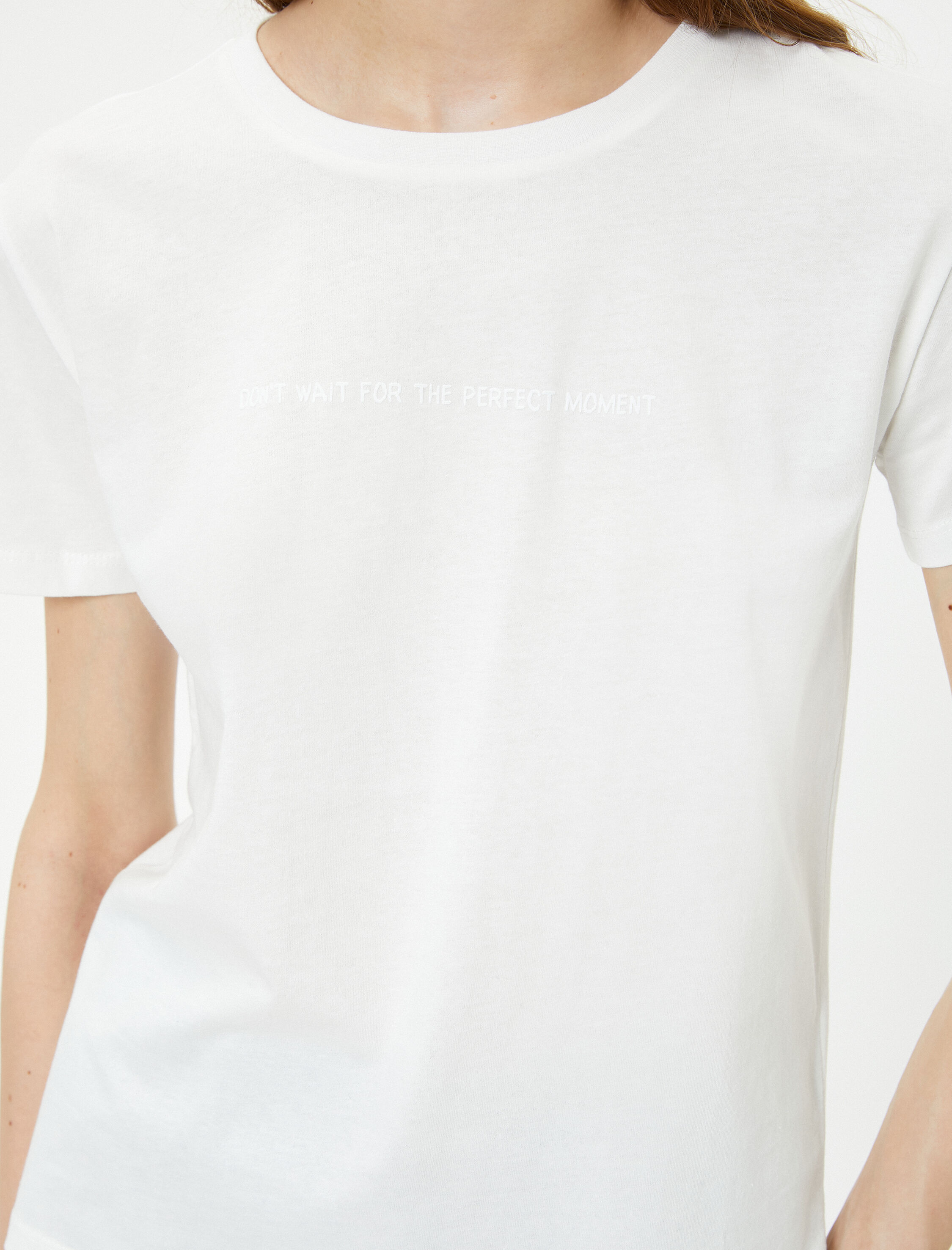   Slogan Baskılı Tişört Bisiklet Yaka Kısa Kollu