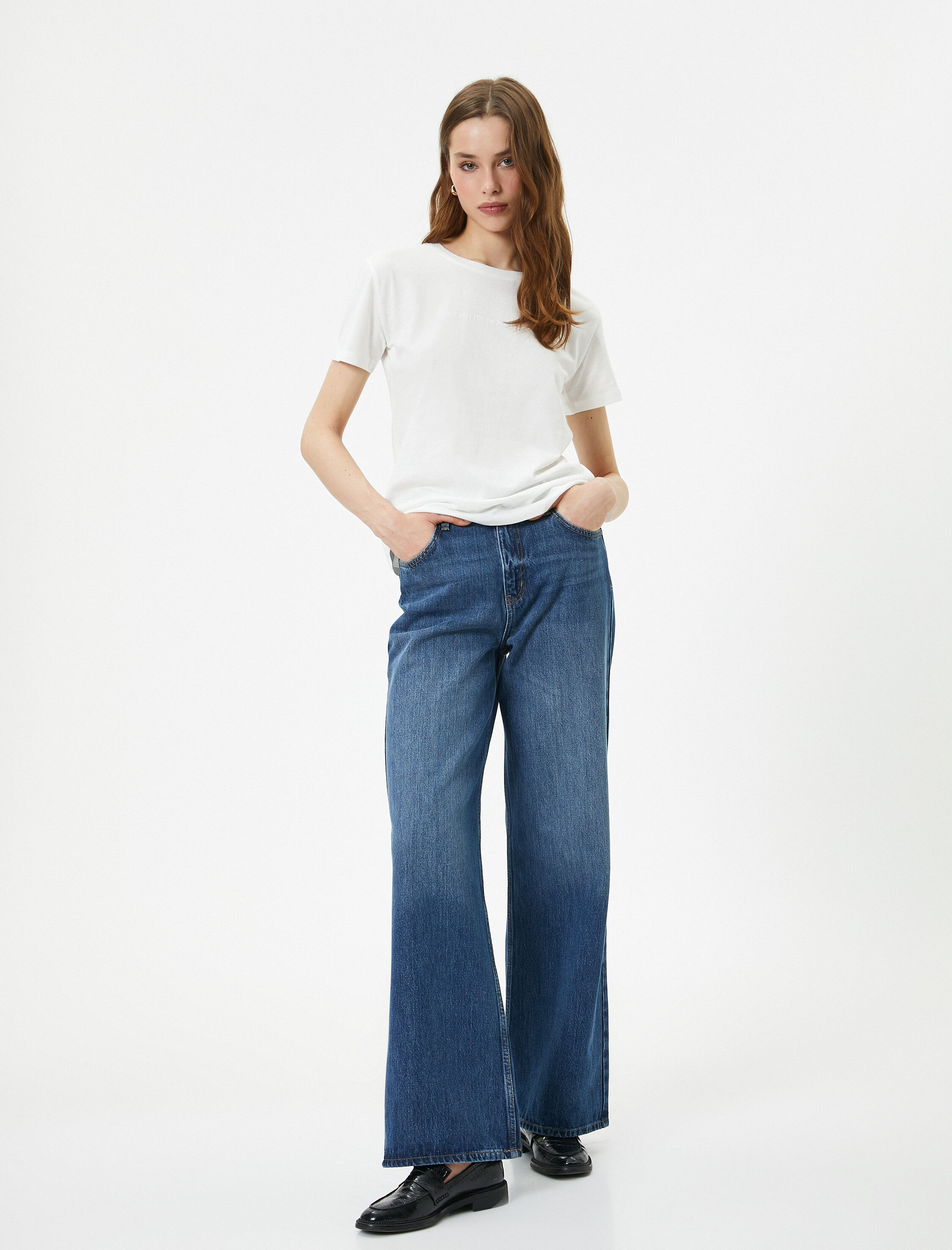   Slogan Baskılı Tişört Bisiklet Yaka Kısa Kollu