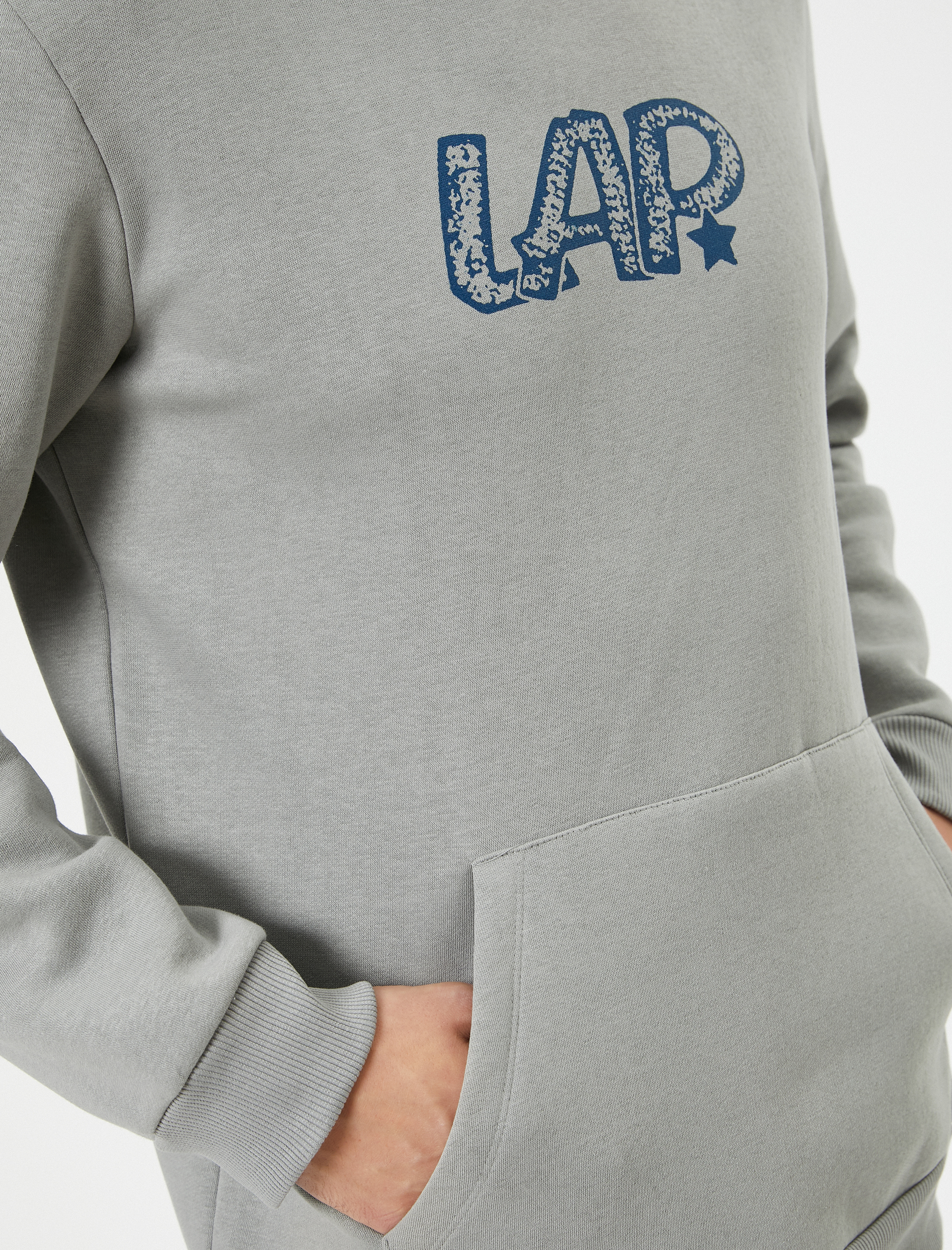   Arkası Baskılı Hoodie Şehir Temalı Kanguru Cep Detaylı Şardonlu