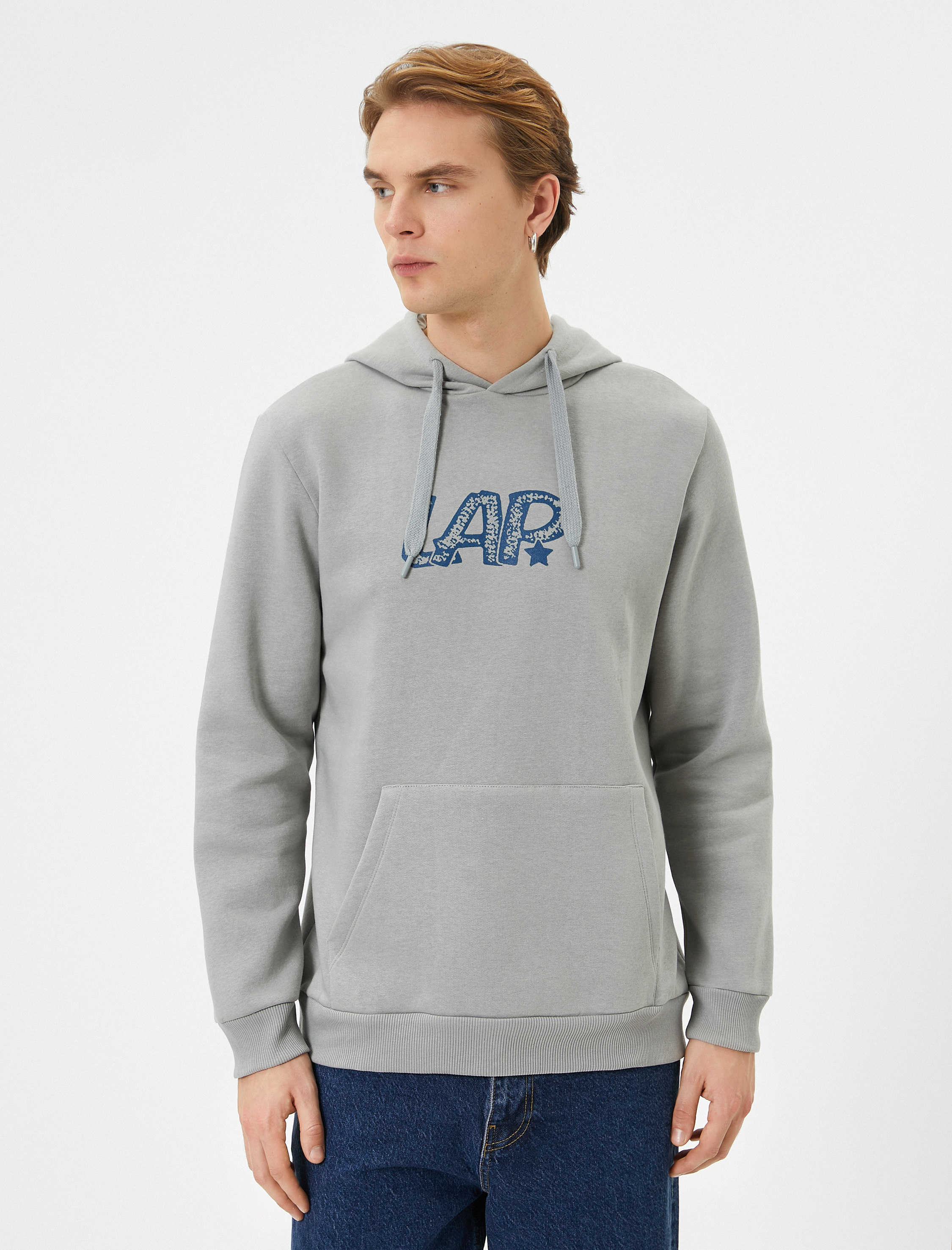   Arkası Baskılı Hoodie Şehir Temalı Kanguru Cep Detaylı Şardonlu