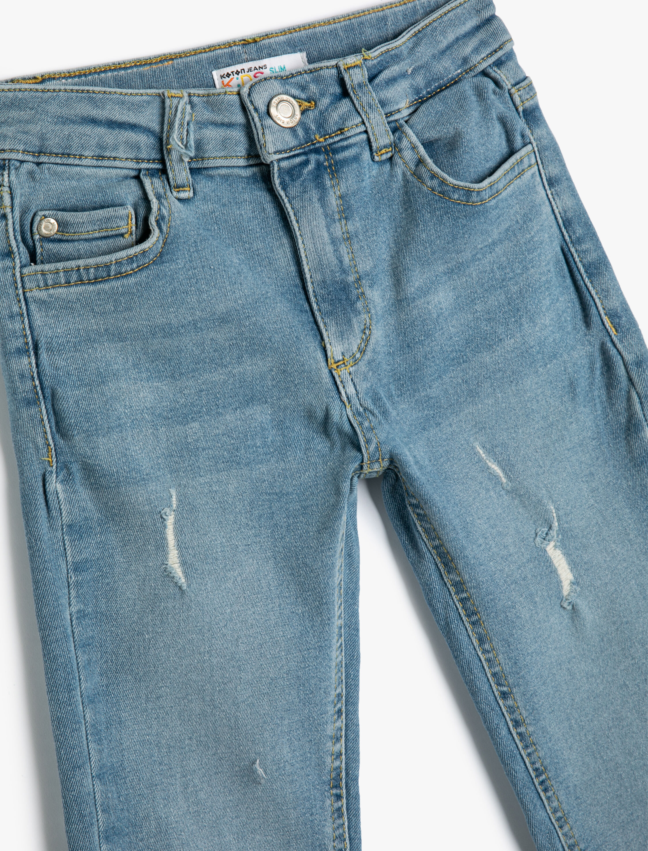  Erkek Çocuk Kot Pantolon Pamuklu Cepli - Slim Jean