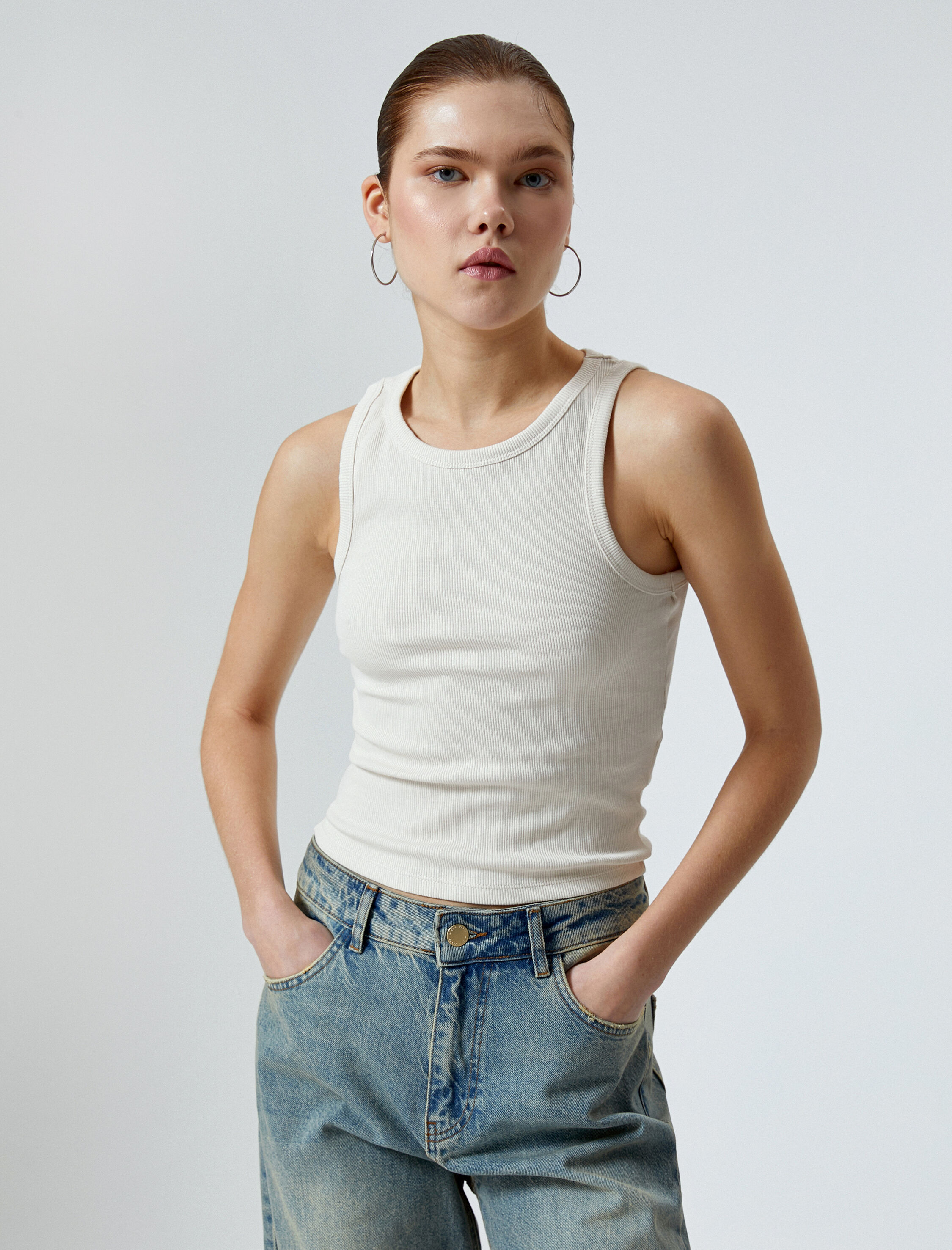   Ribanalı Basic Atlet Pamuklu Slim Fit