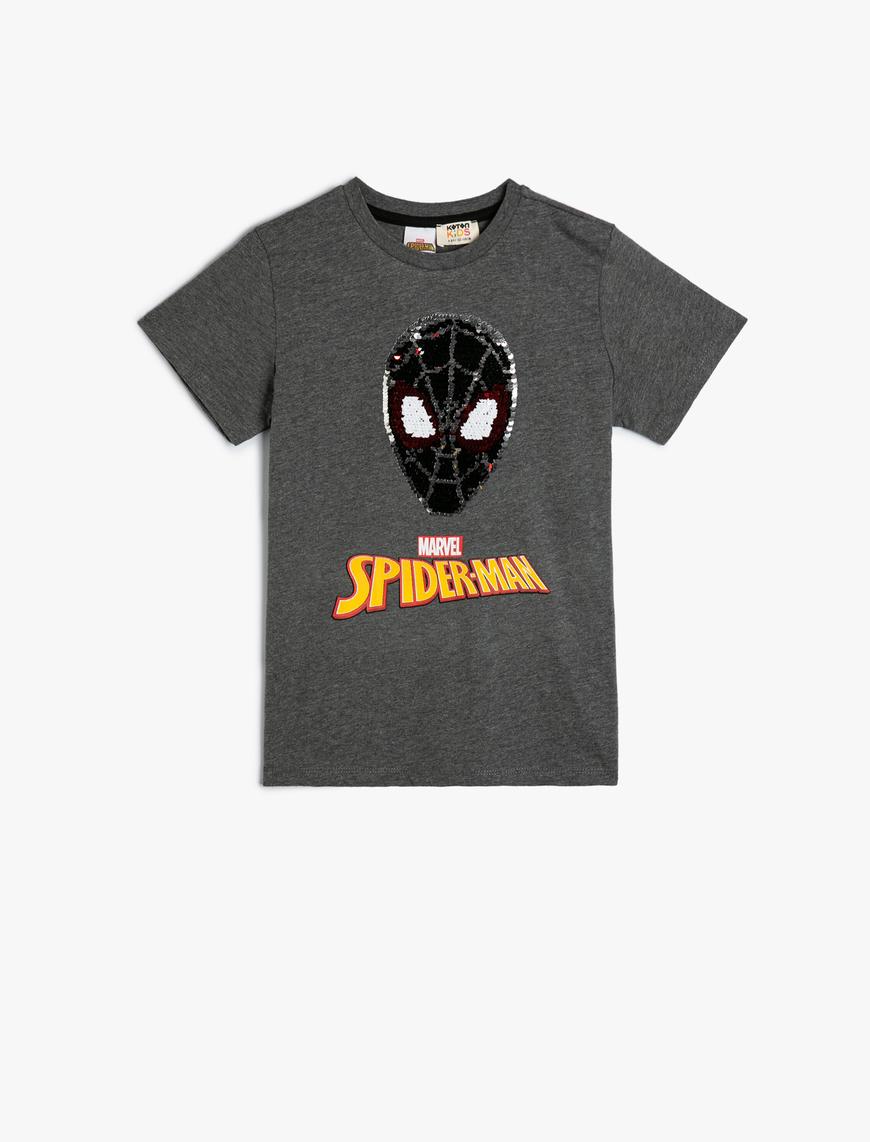  Erkek Çocuk Spiderman Tişört Pullu Payetli Lisanslı