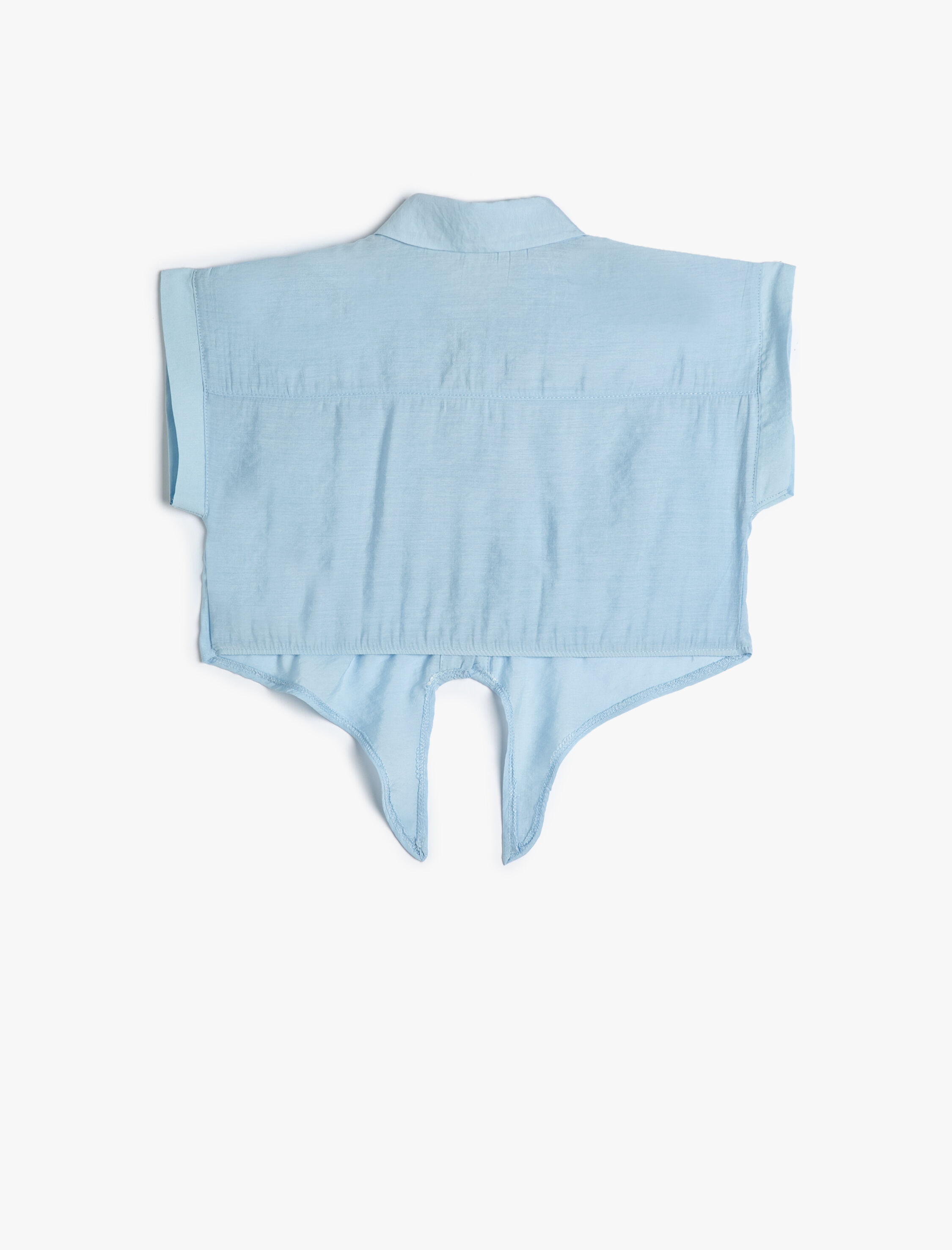  Kız Çocuk Crop Gömlek Önden Bağlama Detaylı Kısa Kollu Cepli Modal Kumaş