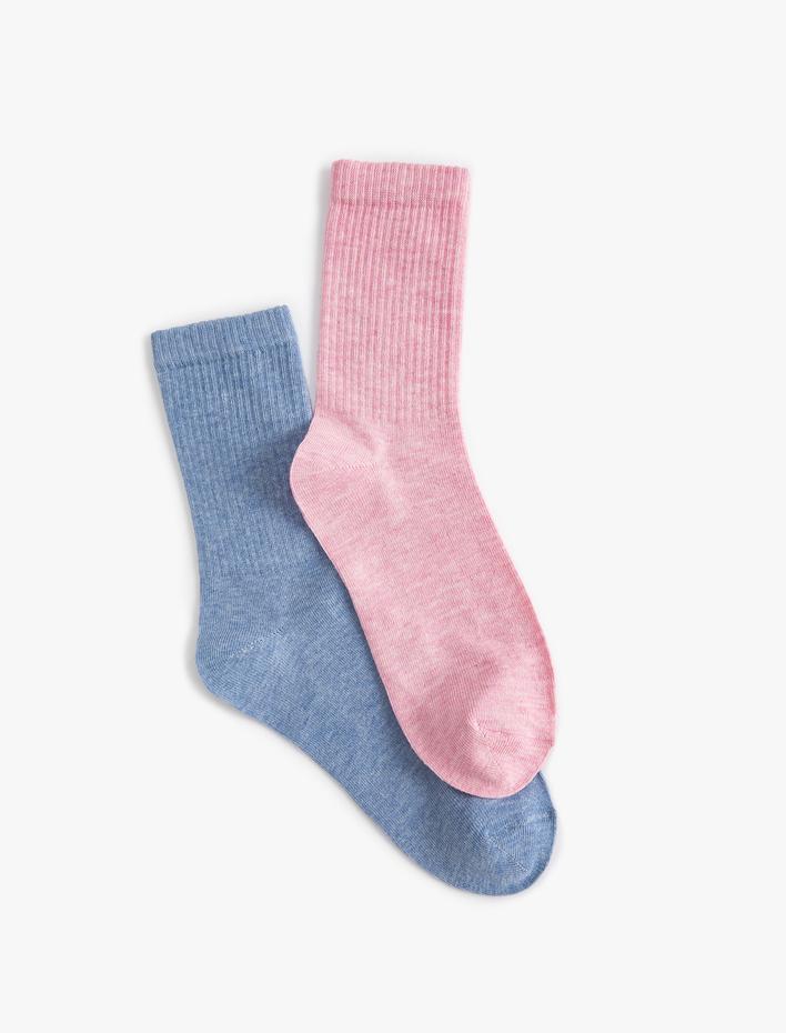 Kadın 2'li Soket Çorap Seti Dokulu Çok Renkli