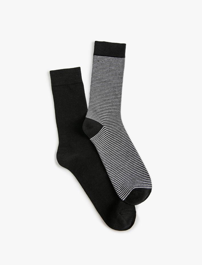 Erkek Çizgili 2'li Soket Seti Çorap Çok Renkli