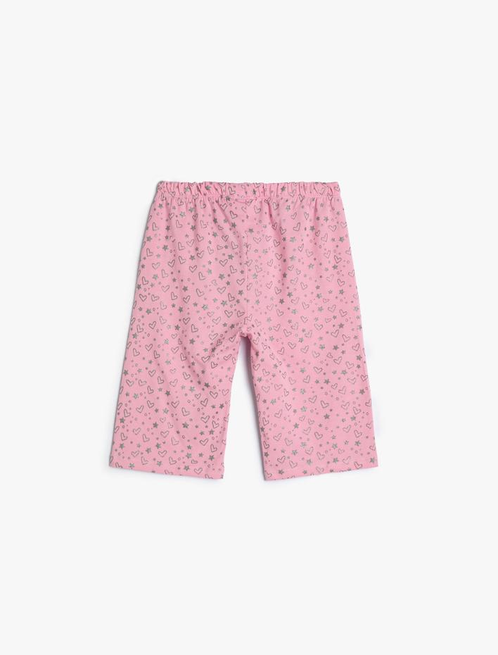 Kız Çocuk Bermuda Tayt Kalpli Simli Beli Lastikli Pamuklu