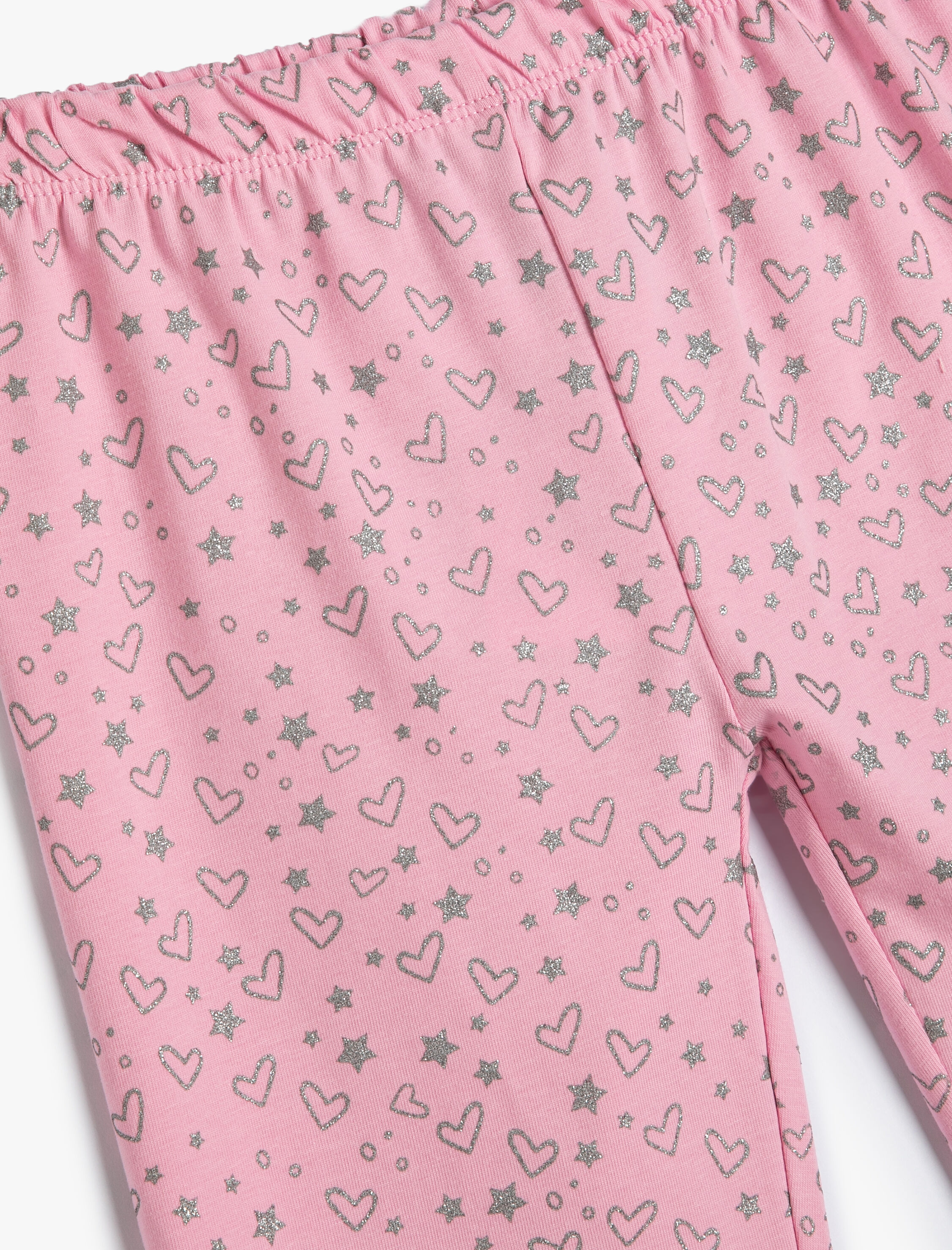  Kız Çocuk Bermuda Tayt Kalpli Simli Beli Lastikli Pamuklu