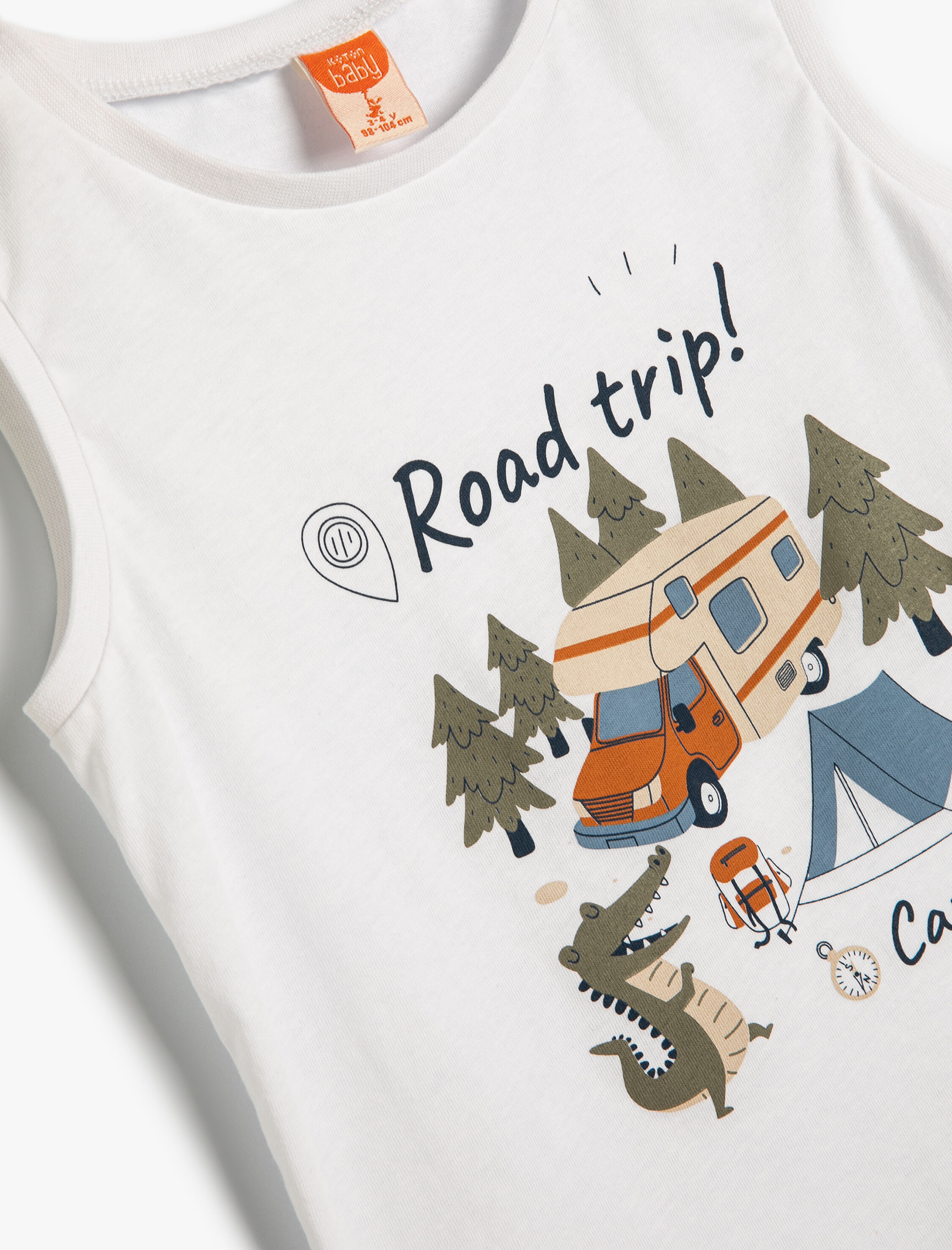 Erkek Bebek Atlet Kısa Kollu Kamp Temalı Bisiklet Yaka Pamuklu