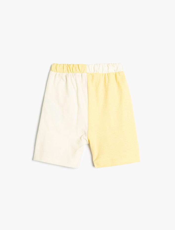 Erkek Bebek Şort Beli Lastikli Renk Kontrastlı Cepli Pamuklu Baskı Detaylı