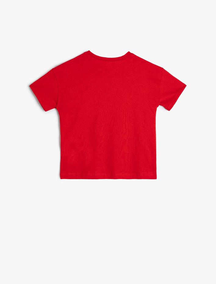 Kız Bebek Tişört Kısa Kollu Bisiklet Yaka Çiçek Baskılı Pamuklu