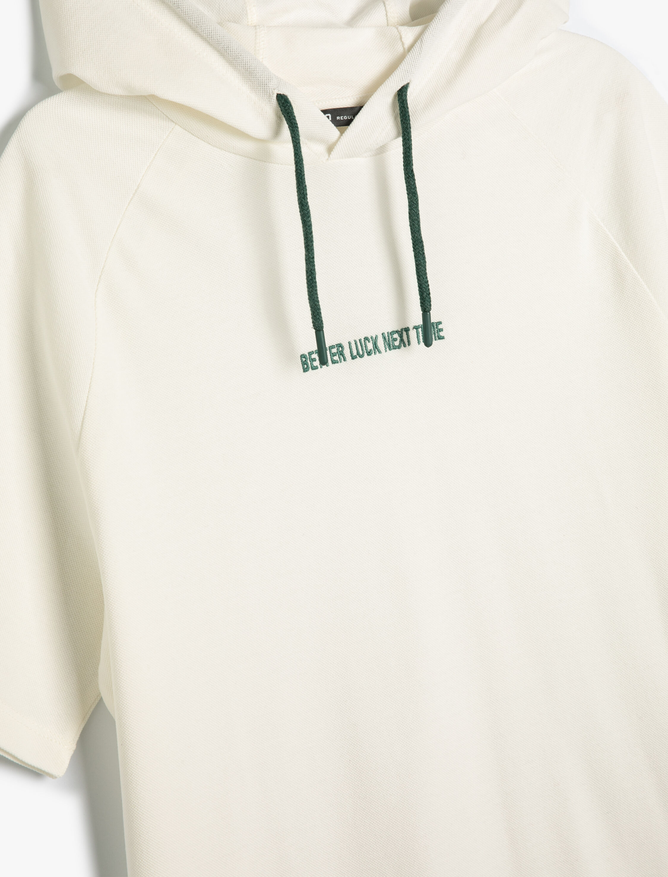   Kapşonlu Tişört Slogan Baskılı Kısa Kollu